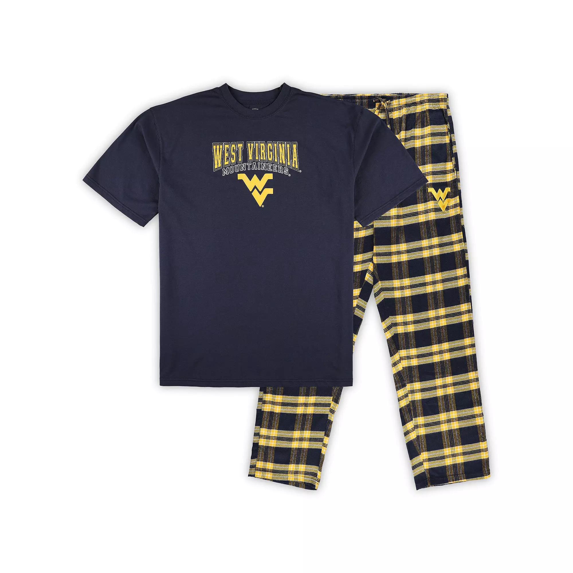 Men's Profile Navy West Virginia Mountaineers Big & Tall 2-Pack T-Shirt & Flannel Pants Set, Size: 5XB, Blue Product Image