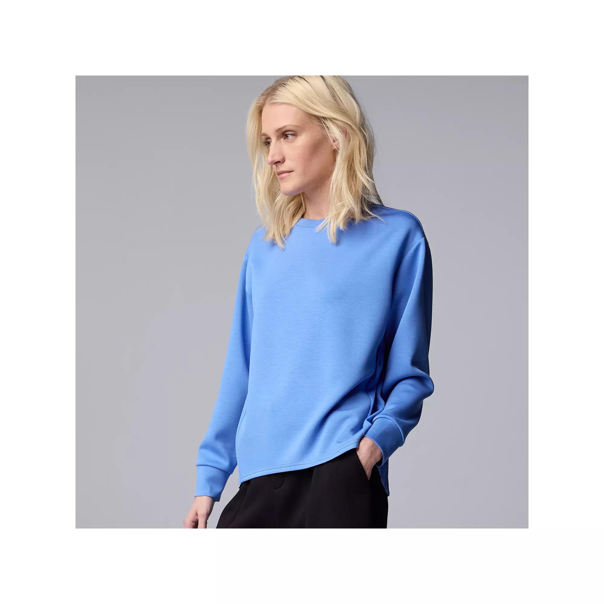 Women's Simply Vera Vera Wang Mixed Media Pleated Scuba Sweatshirt, Size: XL, Ultramarine Product Image