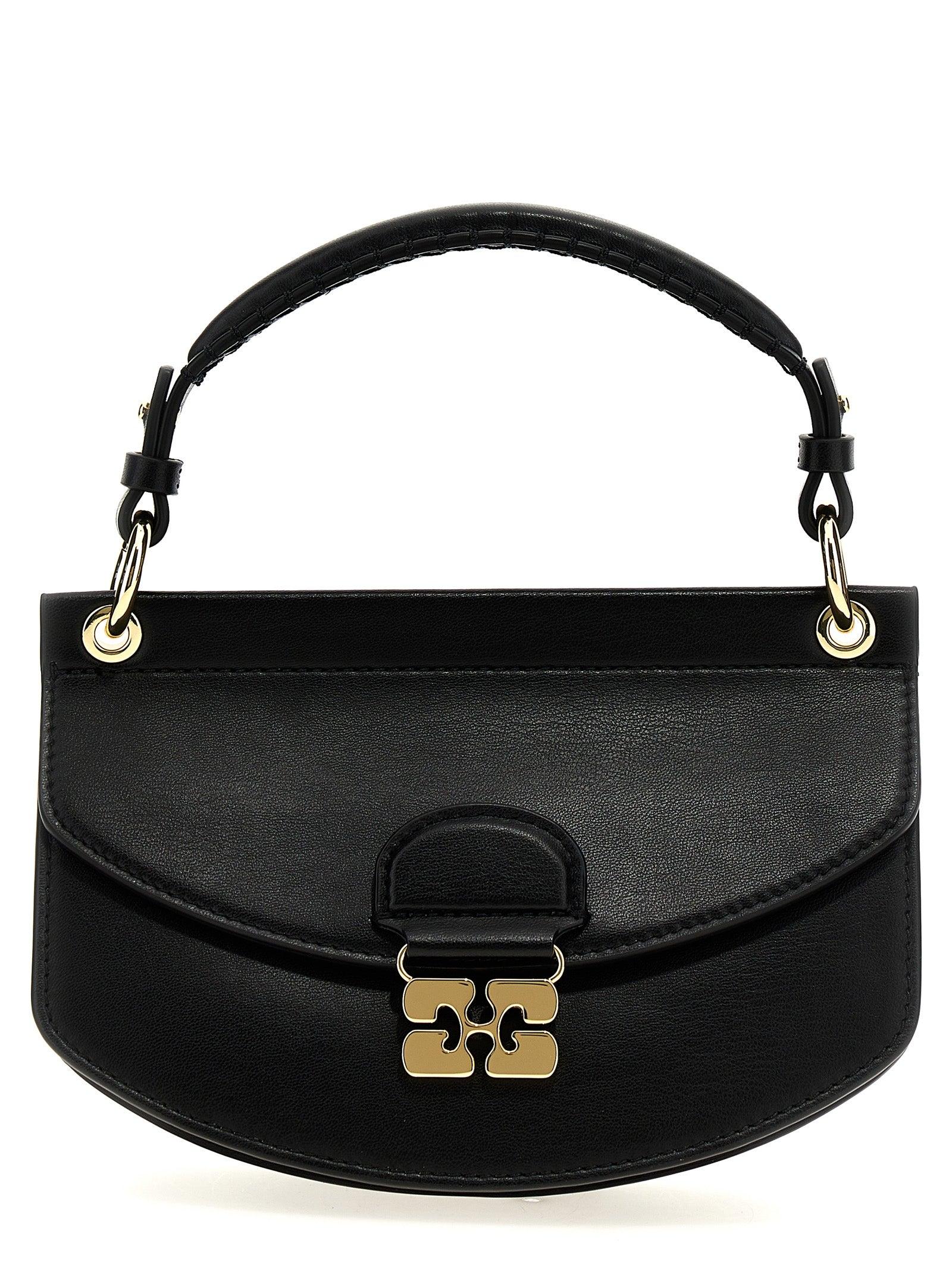 GANNI Womens Black Apo-g Mini Leather-blend Top-handle Bag Product Image