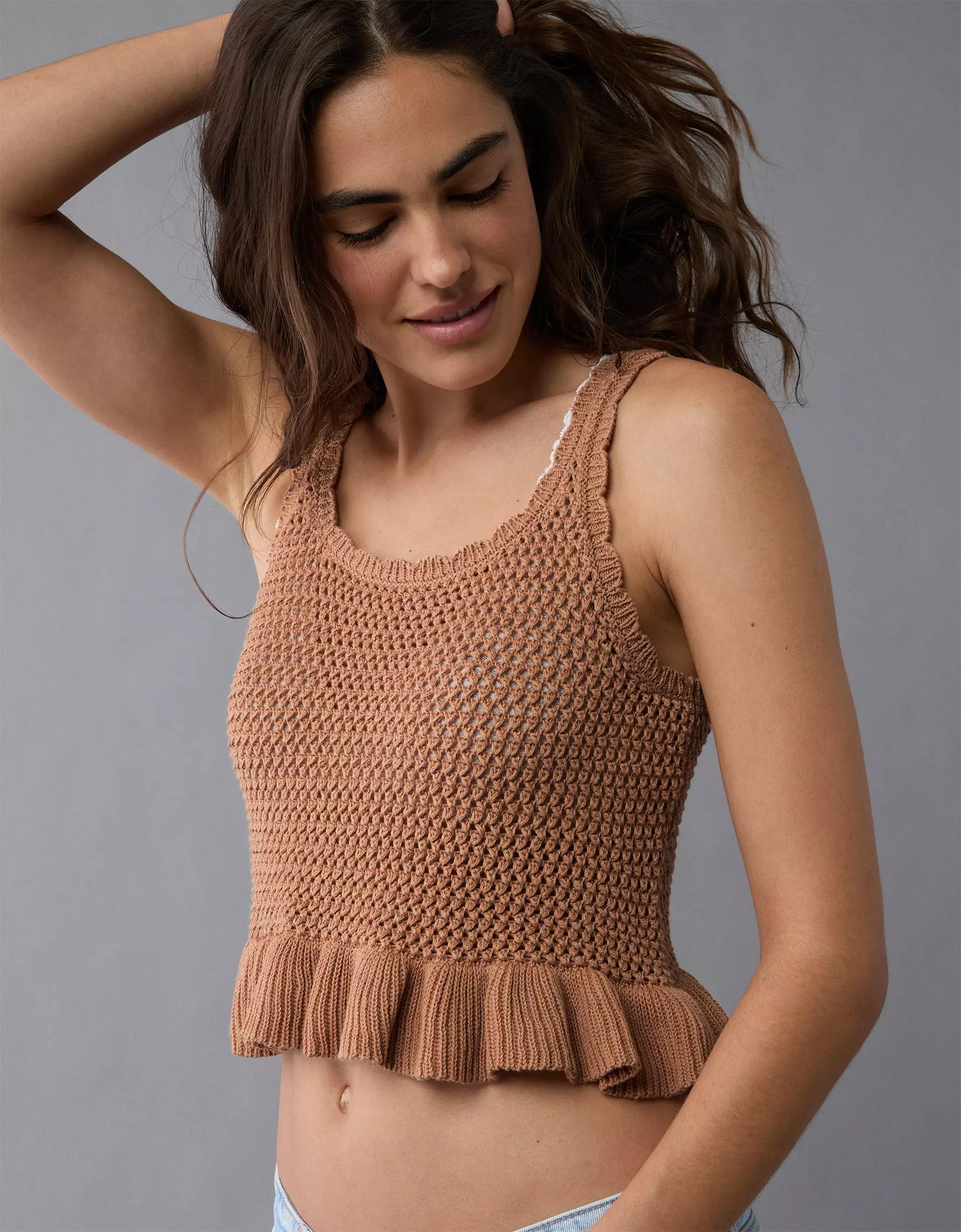 AE Crochet Peplum Tank Top Product Image