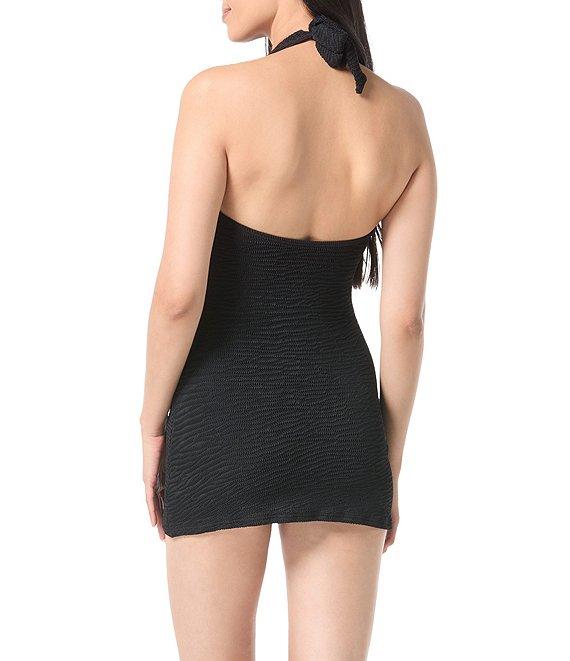 Vince Camuto Ocean Ripple Solid Halter Neck Underwire One Piece Swimdress Product Image