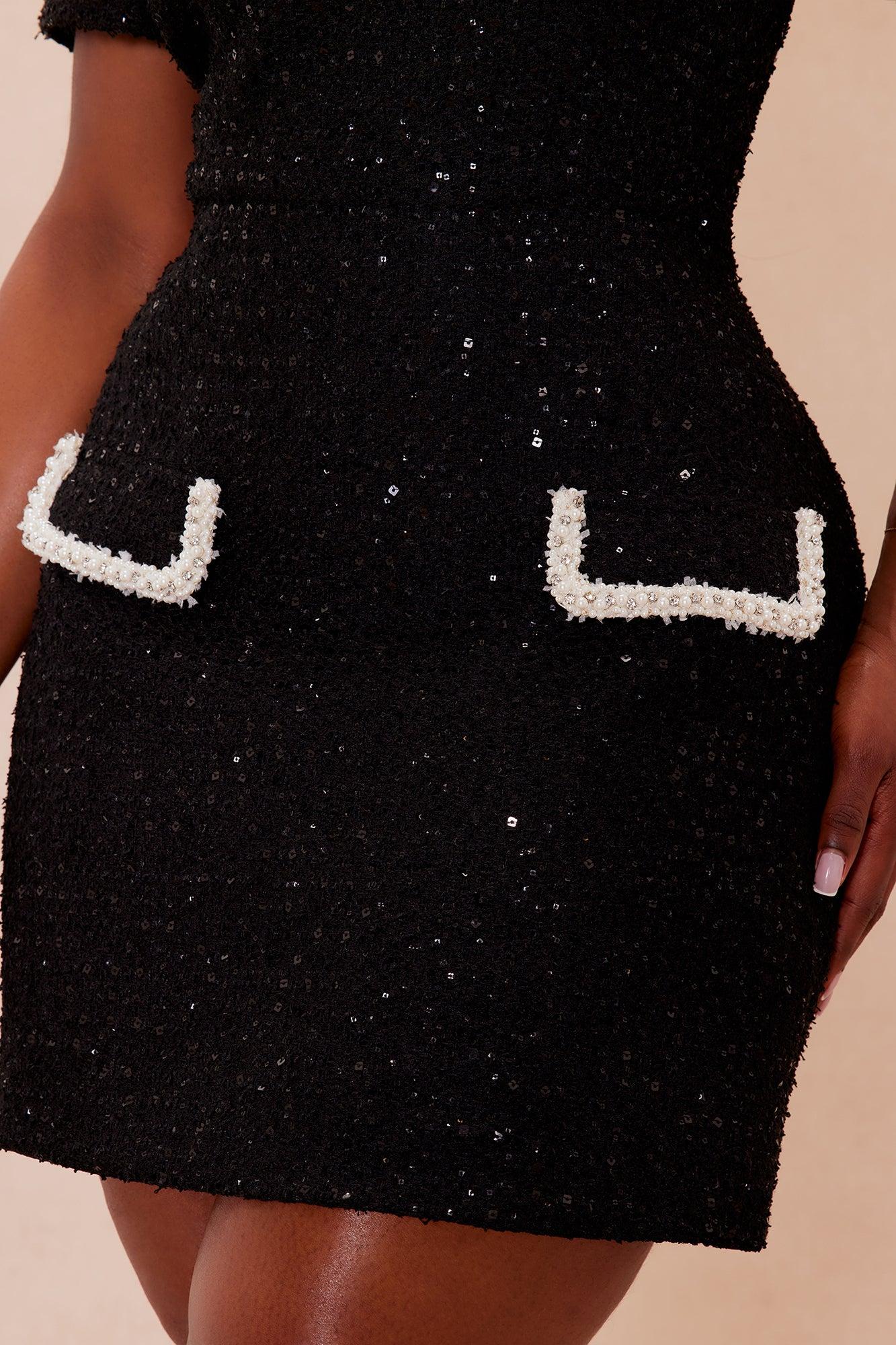 Eileen Tweed Mini Dress - Black/White Product Image