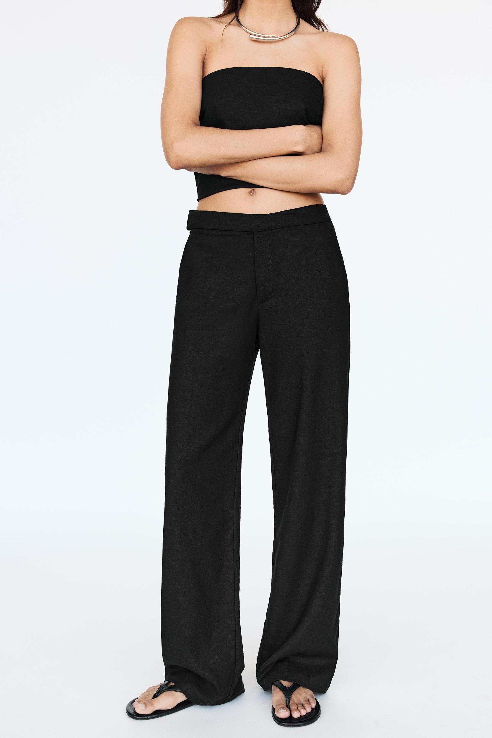Straight linen-blend pants Product Image