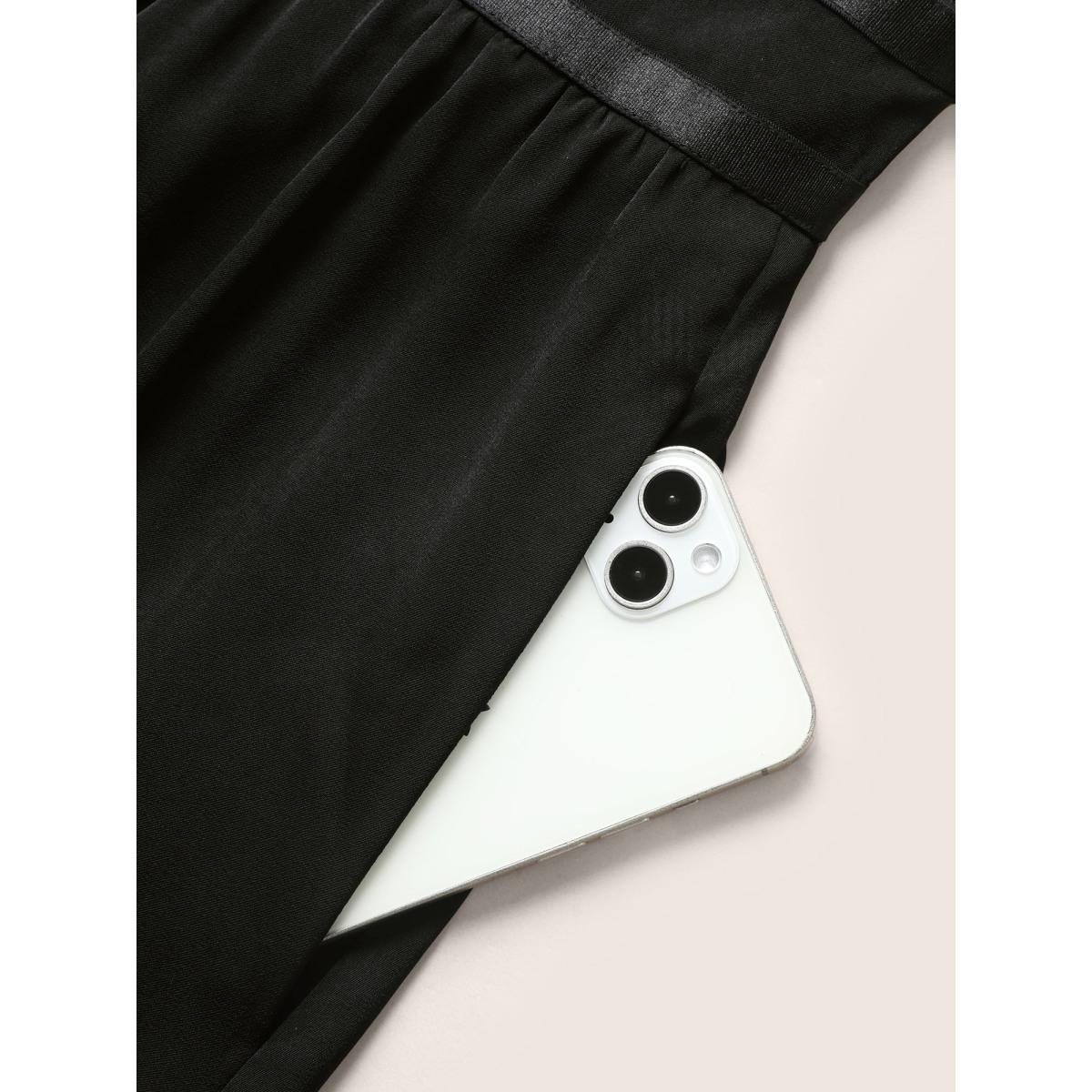 Plus Size Crochet Lace Tie Knot Shirred Maxi Dress Black Women Cocktail Non Sleeveless Curvy BloomChic 26/4X Product Image