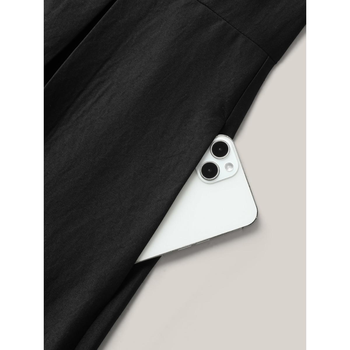 Plus Size Classic Woven Inner Pleated Midi Dress Black Women Office Round Neck Sleeveless Curvy BloomChic 14-16/1X Product Image