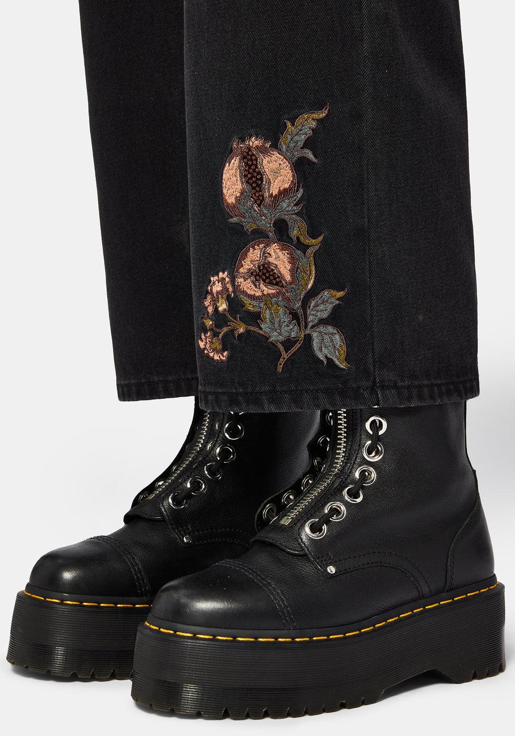 Poison Eden Embroidered Denim Culotte Product Image