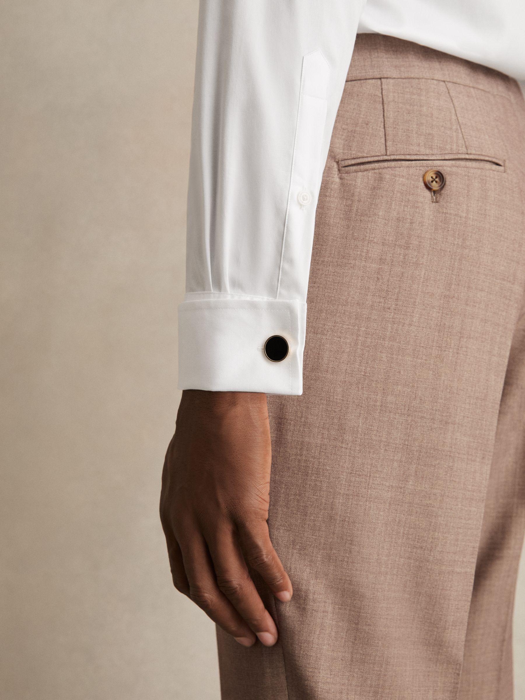 Double-Cuff Two-Fold Cotton Shirt in White Product Image