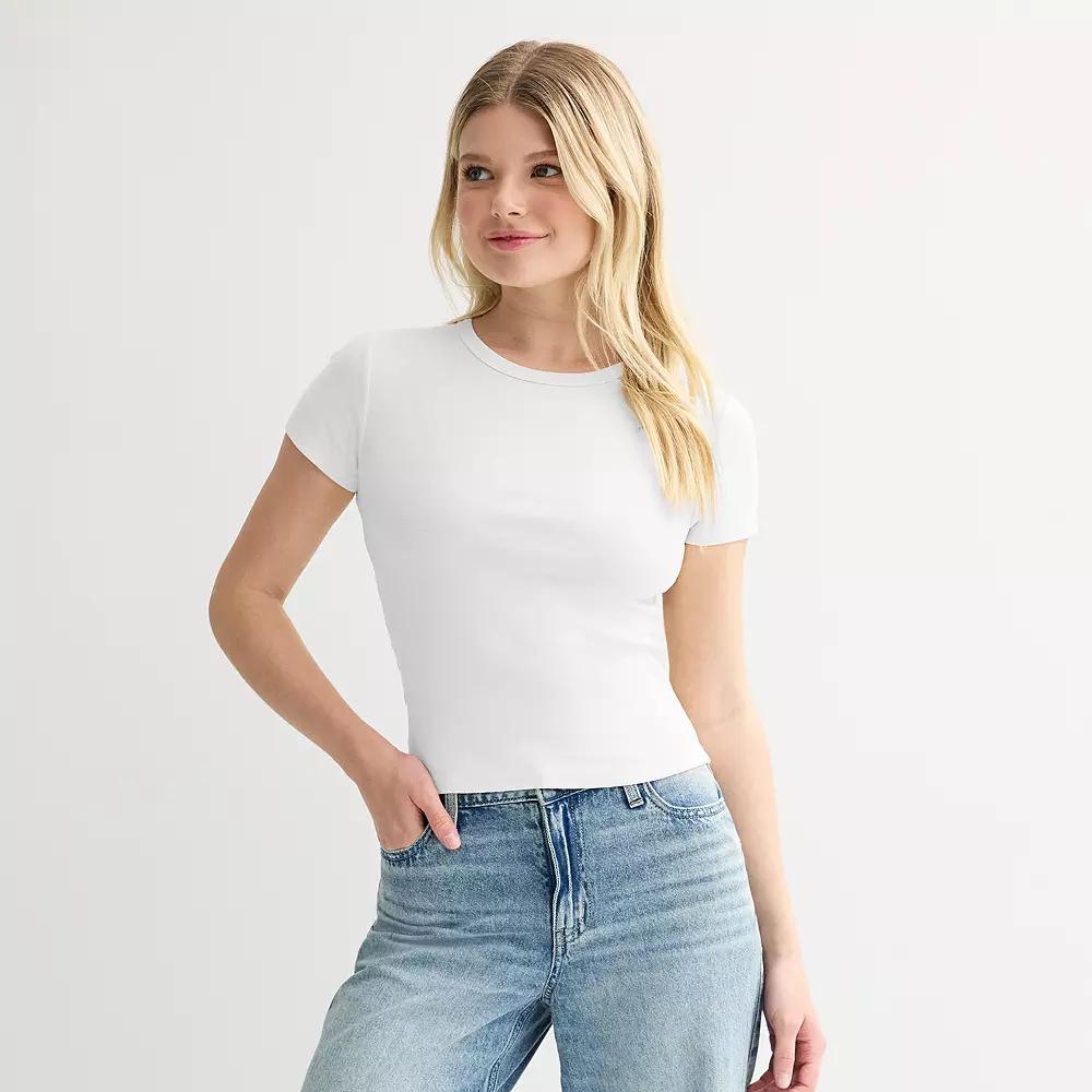 Juniors' SO® Slim Fit Baby Tee, Women's, Size: XS, Modern White Product Image