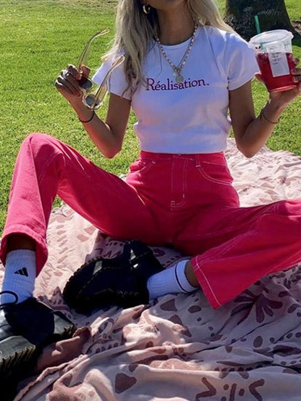 Stitched Detail Washed Boyfriend Jeans Product Image