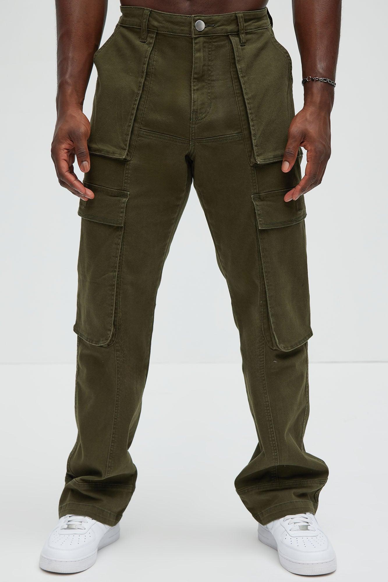 Psyche Straight Cargo Jeans - Olive Product Image