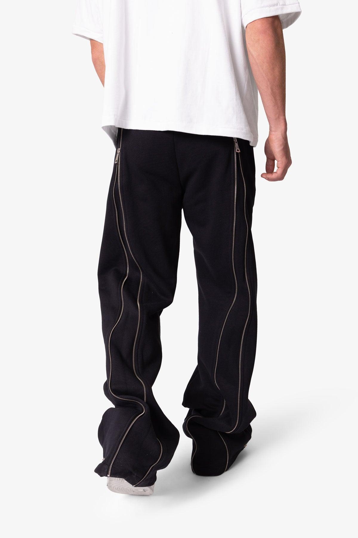 Rivet Zipper Flare Sweatpants - Black Product Image