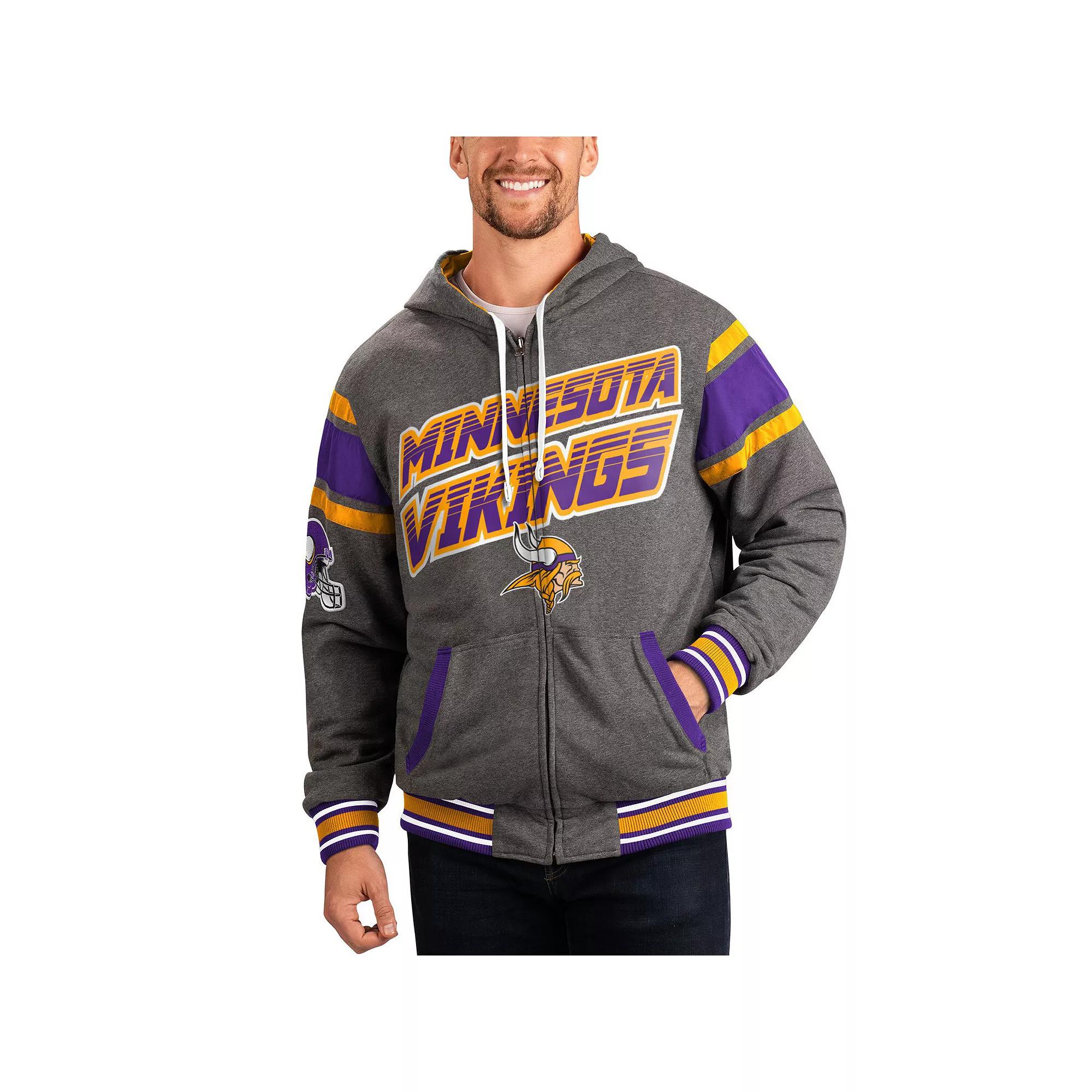 Men's G-III Sports by Carl Banks Purple/Gray Minnesota Vikings Extreme Full Back Reversible Hoodie Full-Zip Jacket,  Product Image