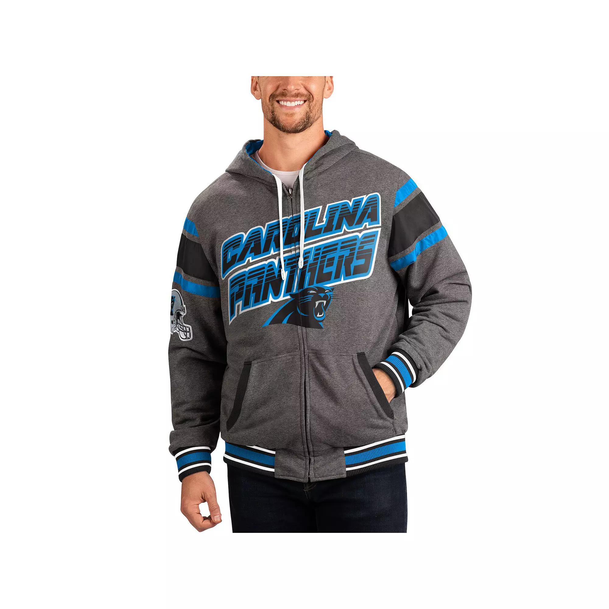 Men's G-III Sports by Carl Banks Black/Gray Carolina Panthers Extreme Full Back Reversible Hoodie Full-Zip Jacket, Size: XL Product Image