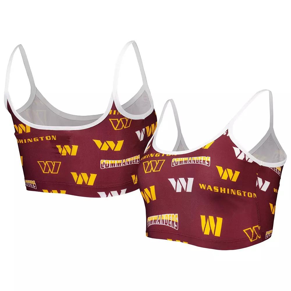 Women's Concepts Sport Burgundy/White Washington Commanders Breakthrough Allover Knit Sports Bra,  Product Image