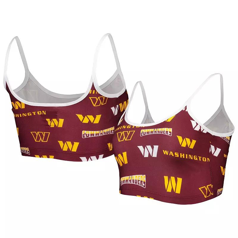 Women's Concepts Sport Burgundy/White Washington Commanders Breakthrough Allover Knit Sports Bra,  Product Image