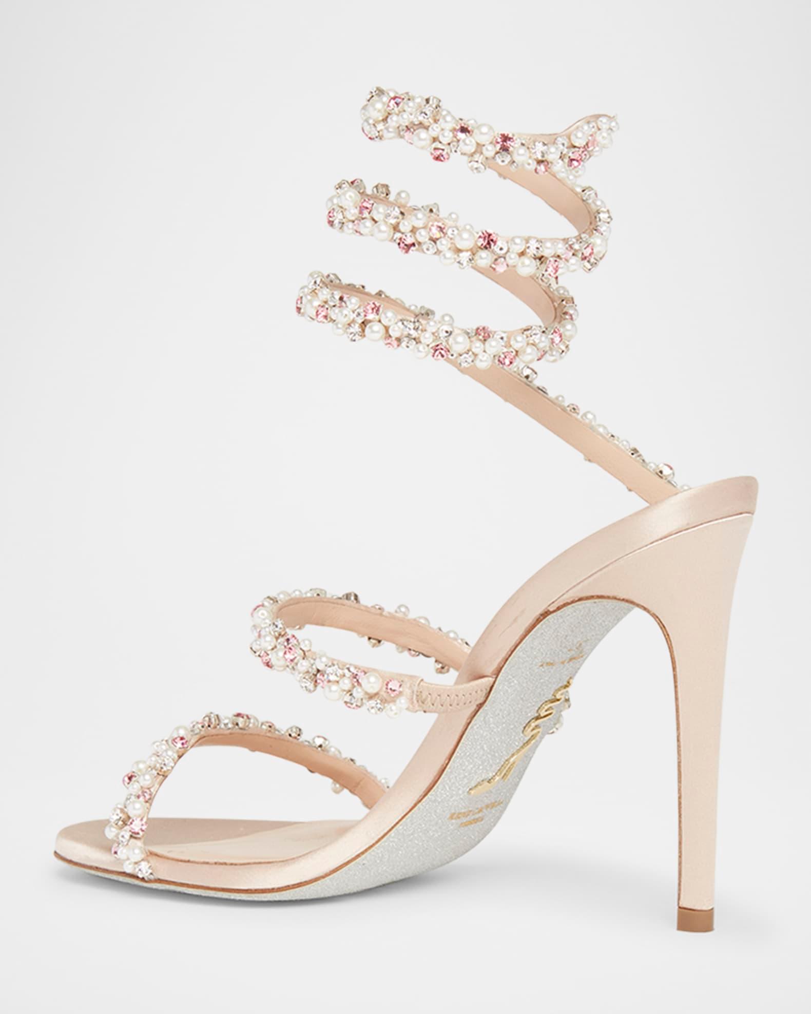 Cleo Pearly Crystal Snake-Wrap Sandals Product Image