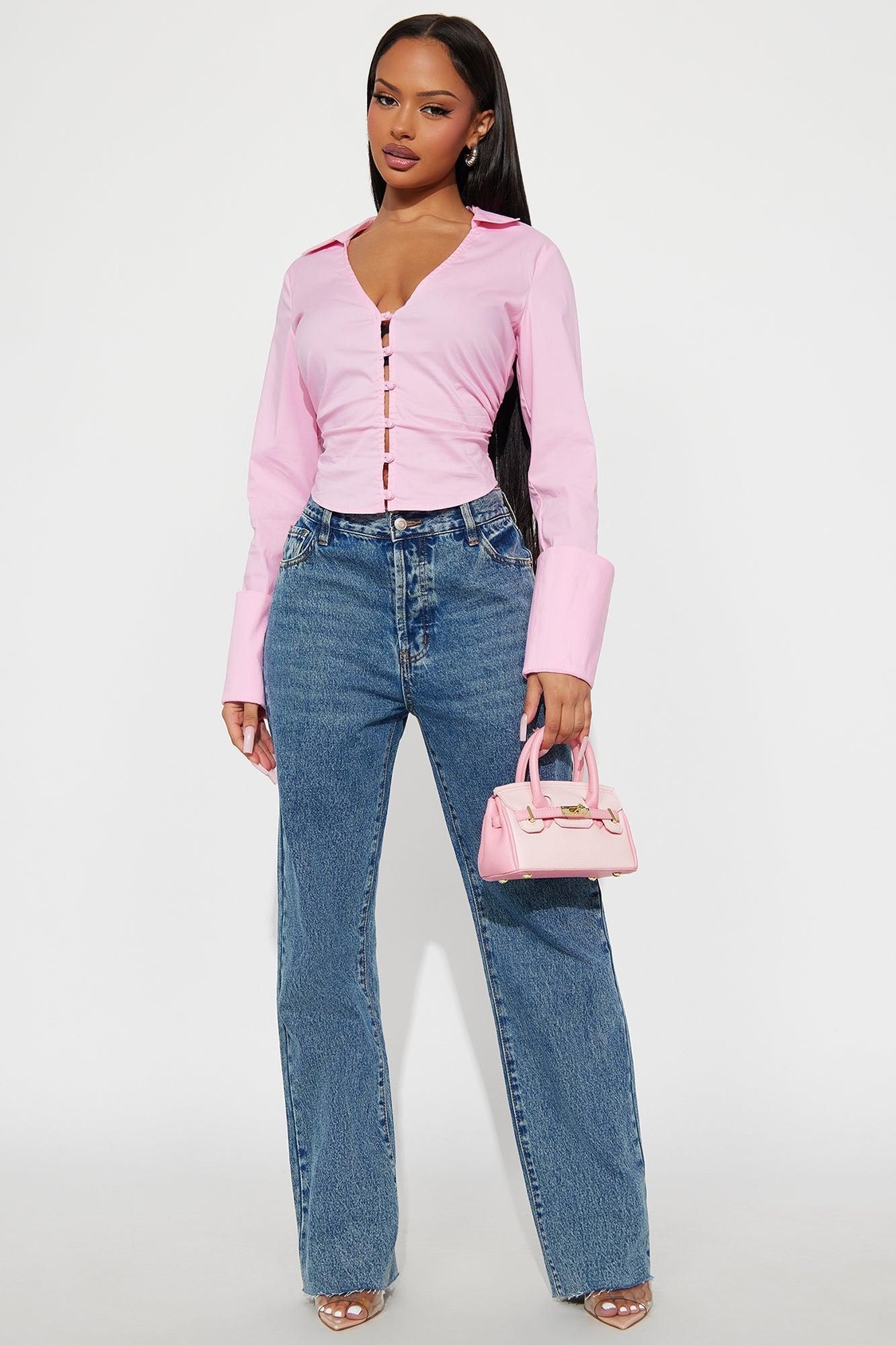 Wait On It Poplin Shirt - Pink Female Product Image