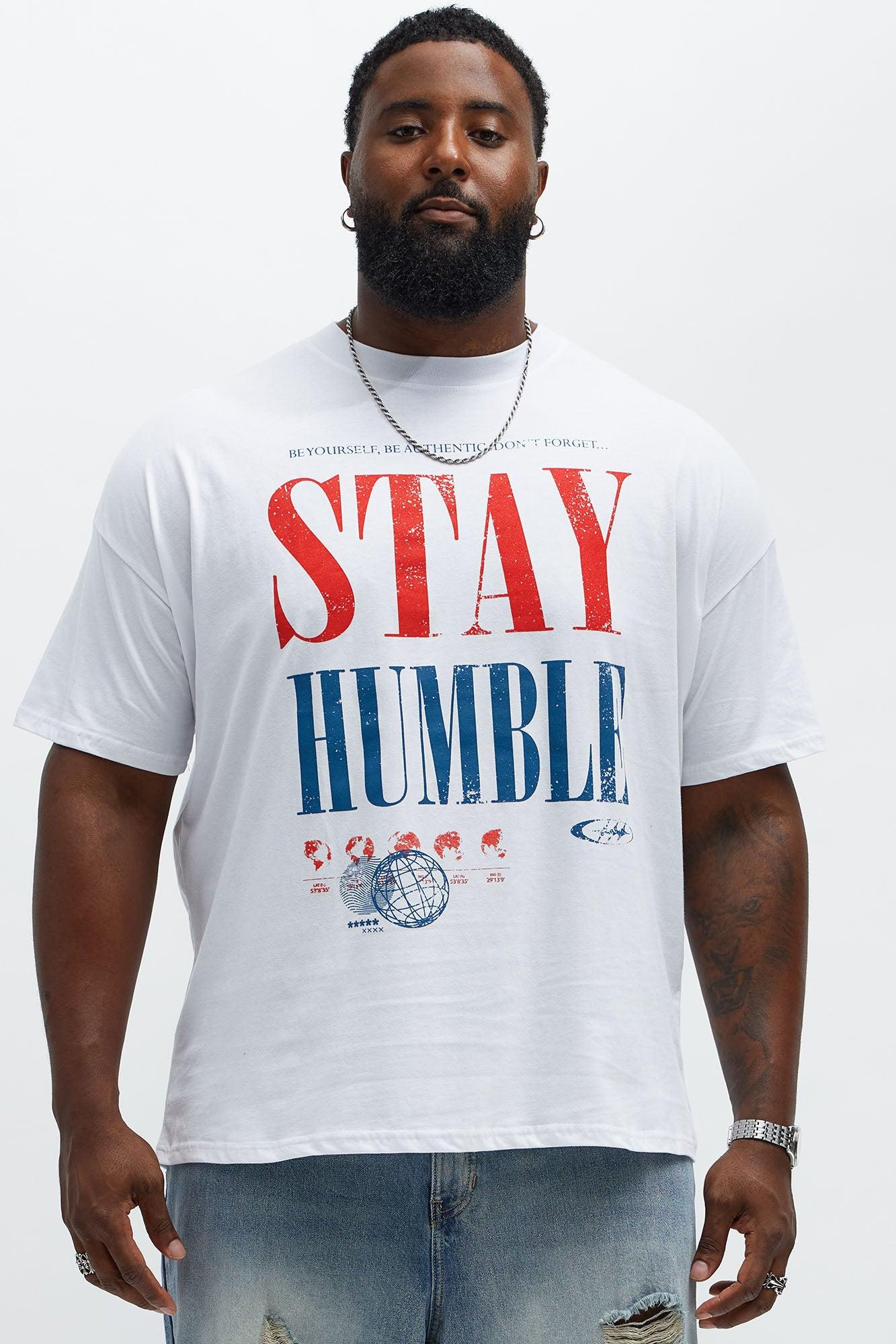 Stay Humble Boxy Short Sleeve Tee - White Male Product Image