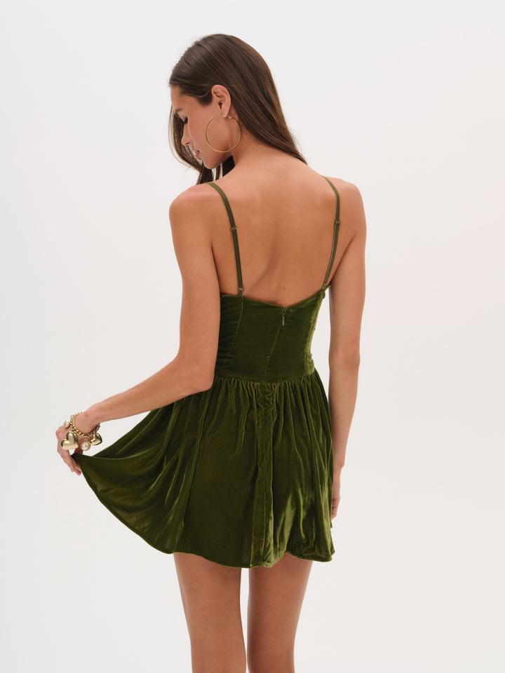 Martini Velvet Mini Dress — Green Product Image