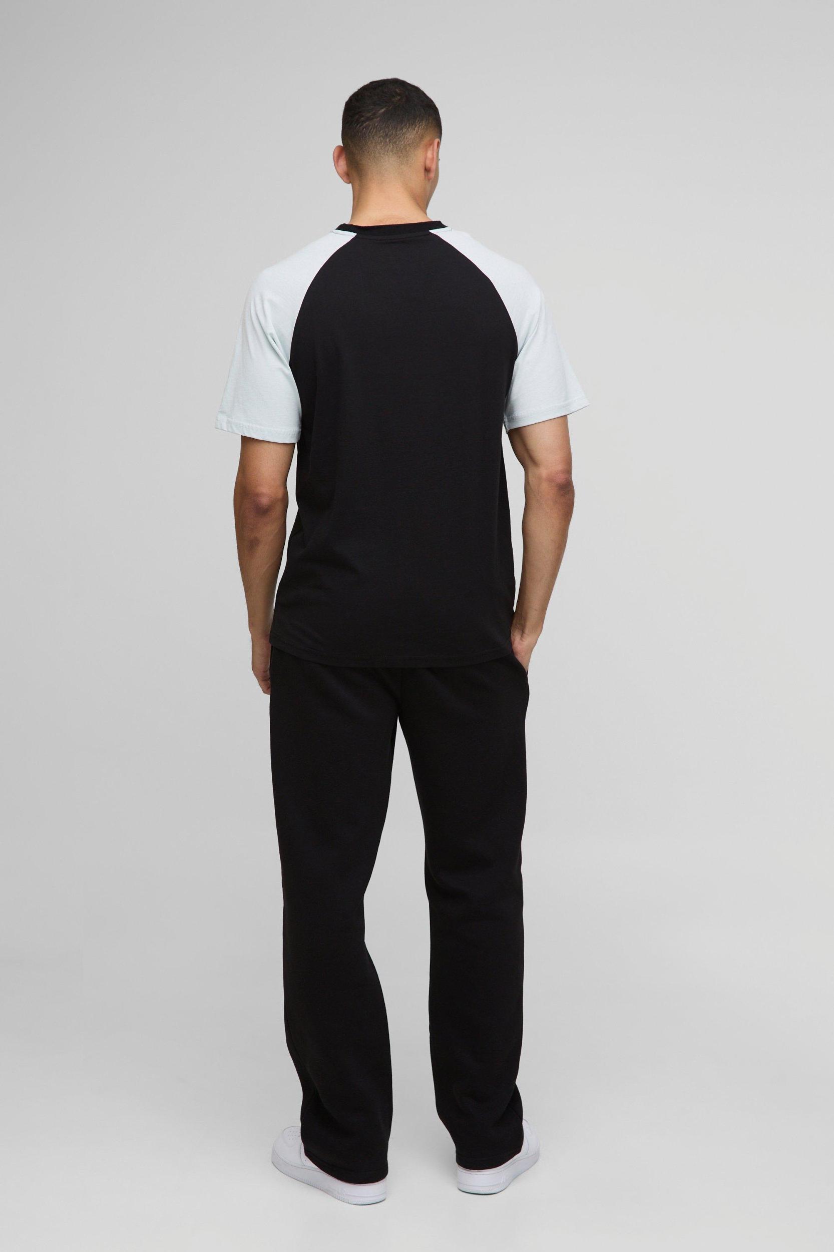 Regular Fit Man Colour Block Raglan T-Shirt | boohooMAN USA Product Image