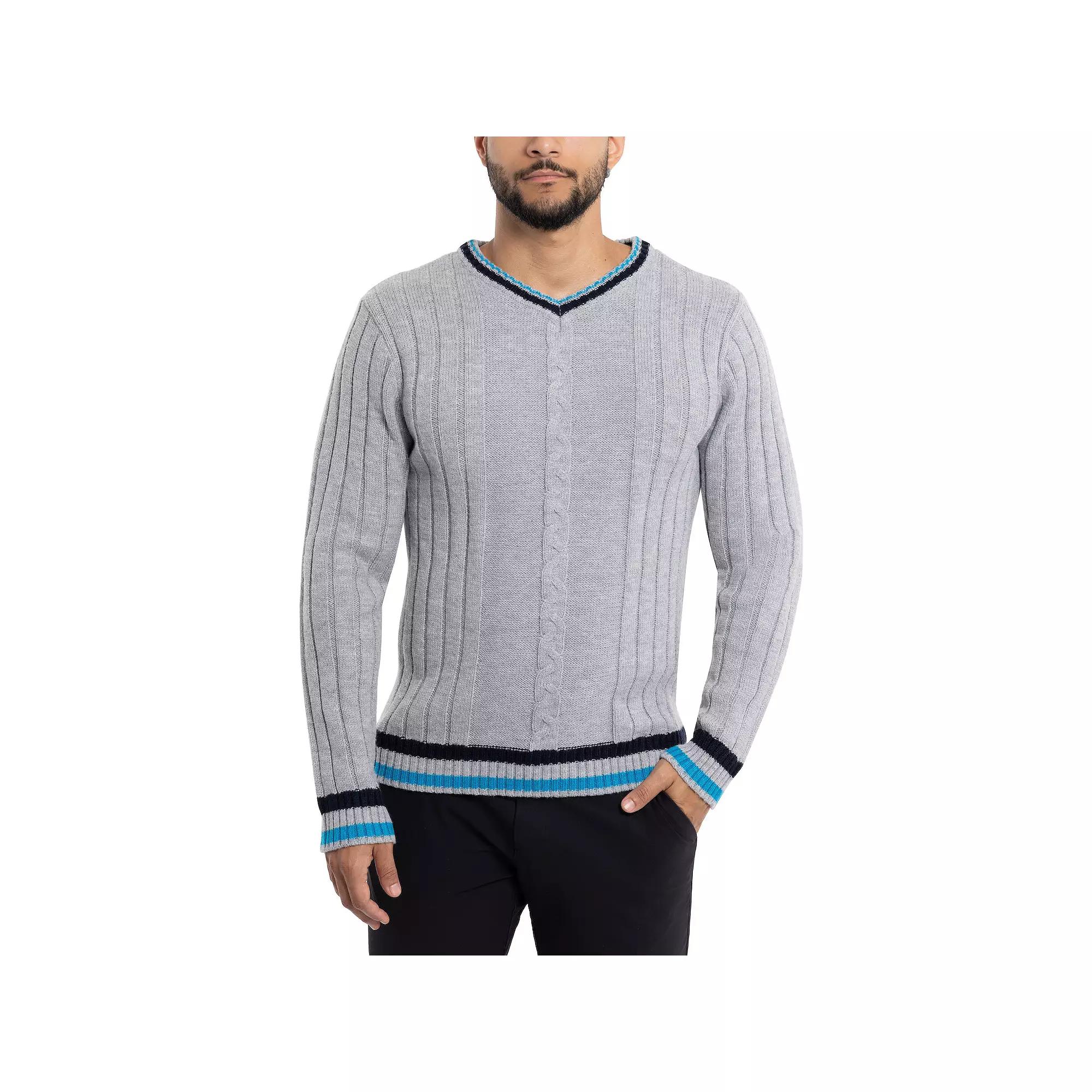 Men's Xray Cable Knit Tipped V-Neck Sweater,  Product Image