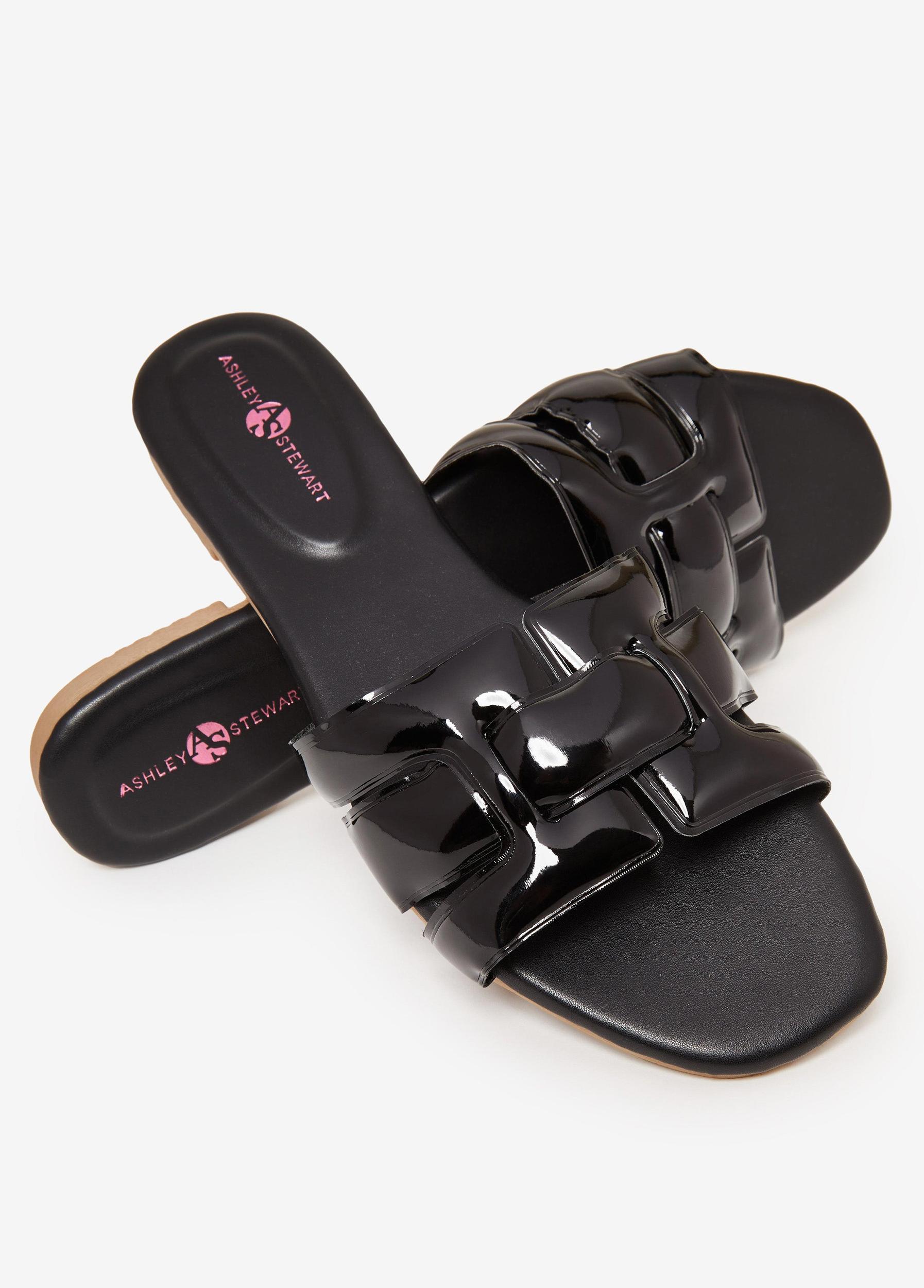 Basketweave Patent Leather Sandals Product Image