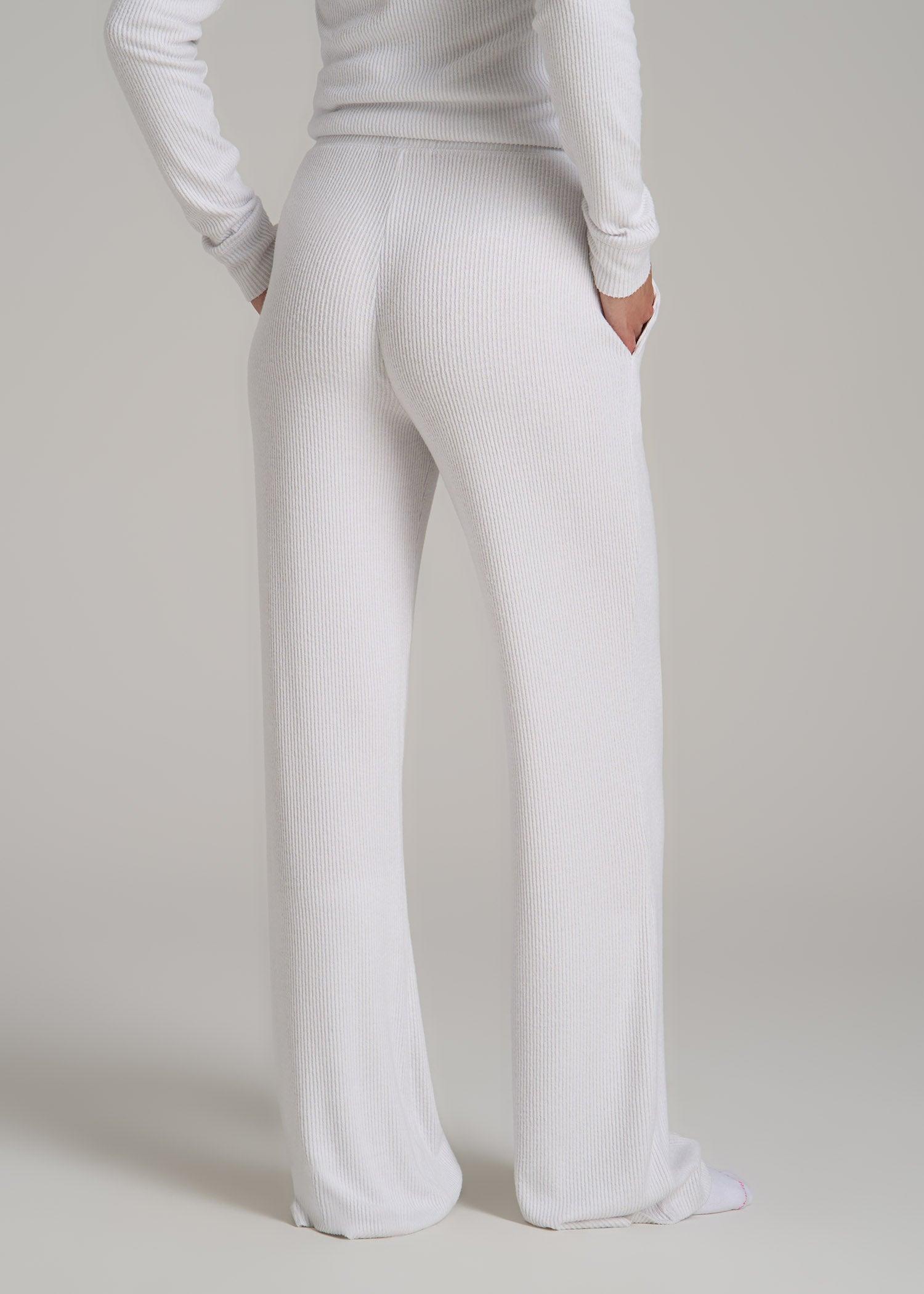 Women's Ribbed Flare Lounge Pants for Tall Women in Cloud White Female Product Image
