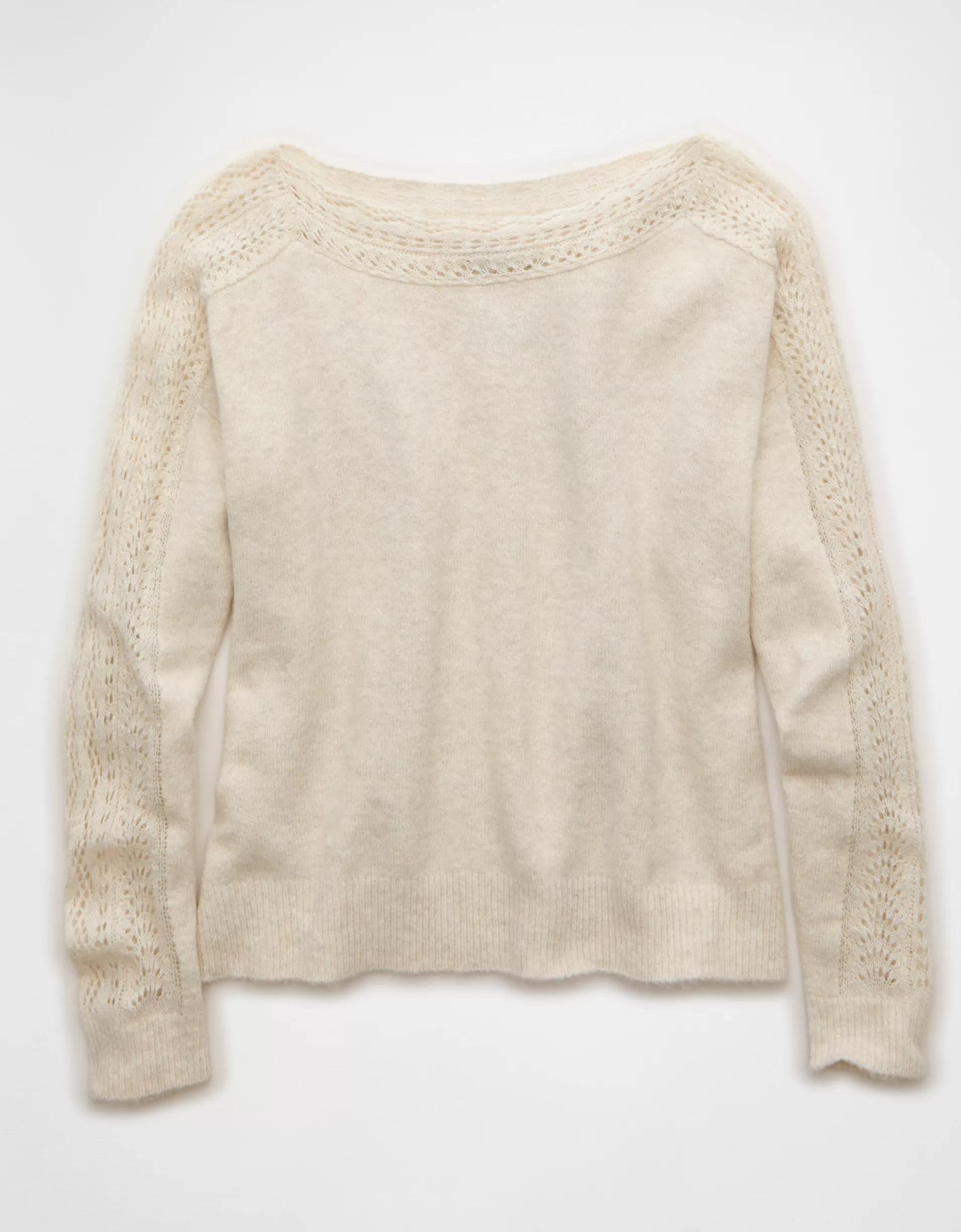AE Whoa So Soft Lace Sweater Product Image