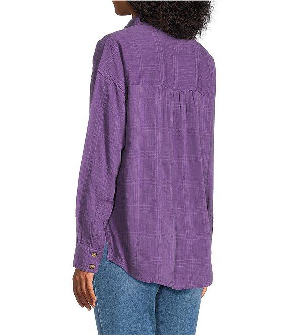 Westbound Woven Collared Oversized Long Sleeve Top Product Image