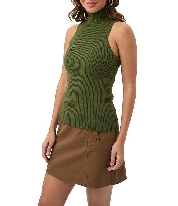 Trina Turk Westhampton Ribbed Knit Turtleneck Sleeveless Top Product Image