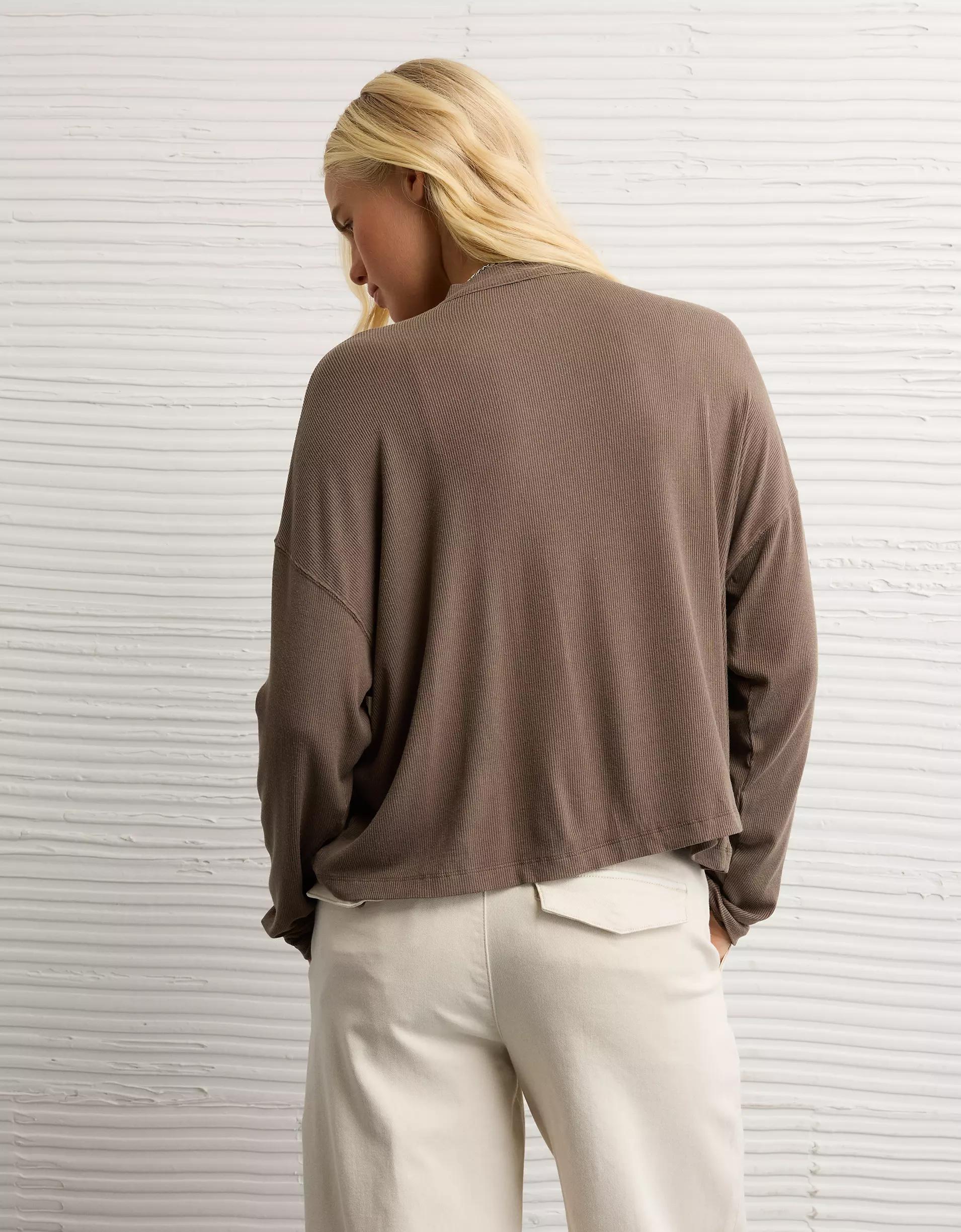 AE Soft & Sexy Long Sleeve Mockneck T-Shirt Product Image