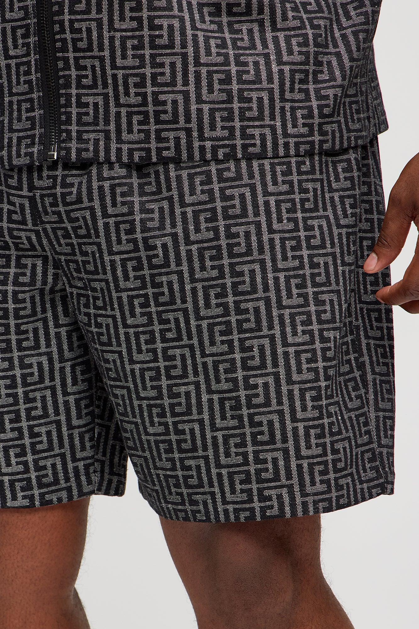 Fallon Jacquard Relaxed Shorts - Charcoal Product Image