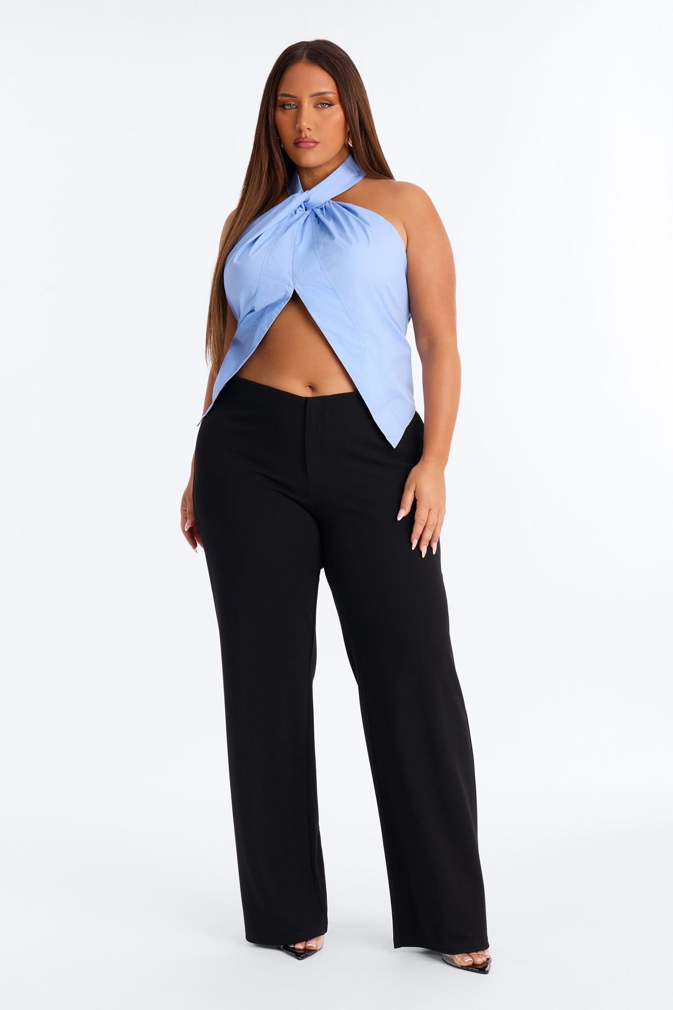 Chic All Day Tie Back Poplin Halter Top - Periwinkle Female Product Image