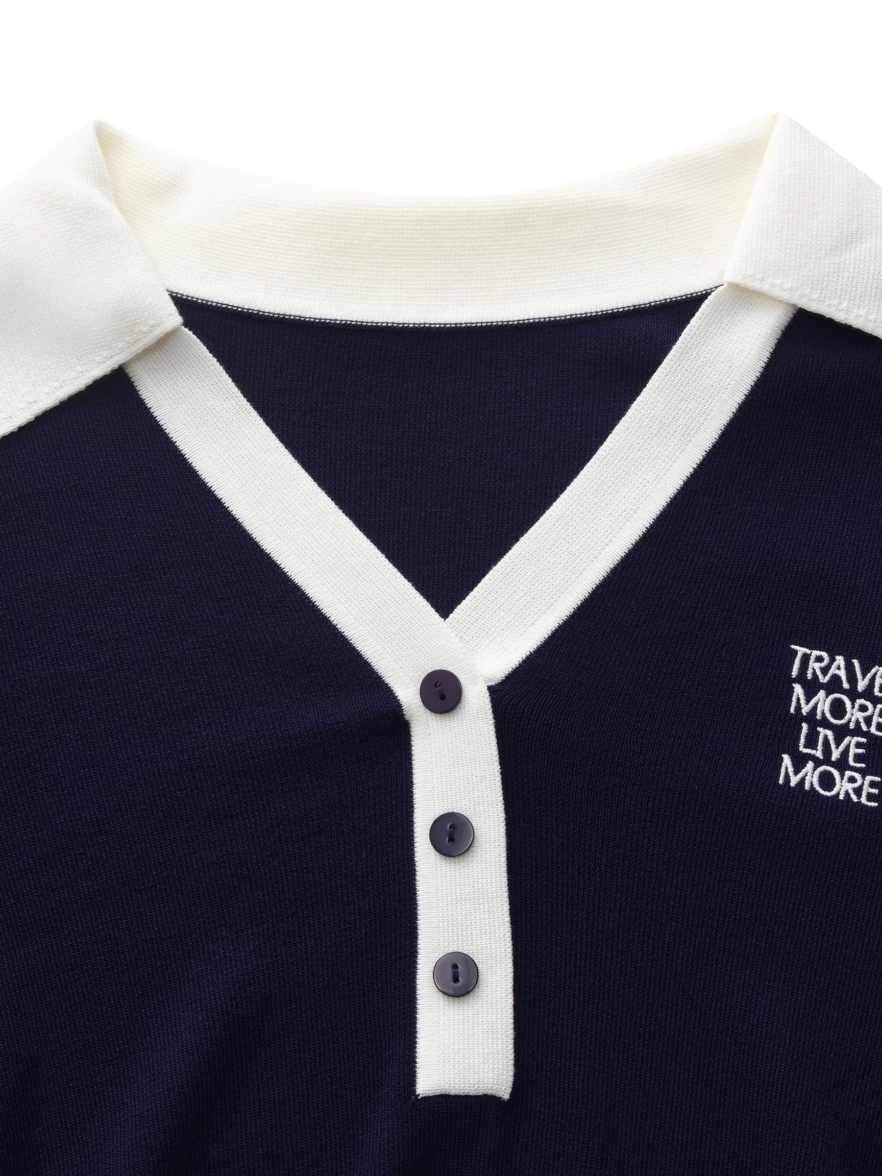 Tencel Blend Contrast Trim Knit Top And Skirt Two-Piece Set Product Image