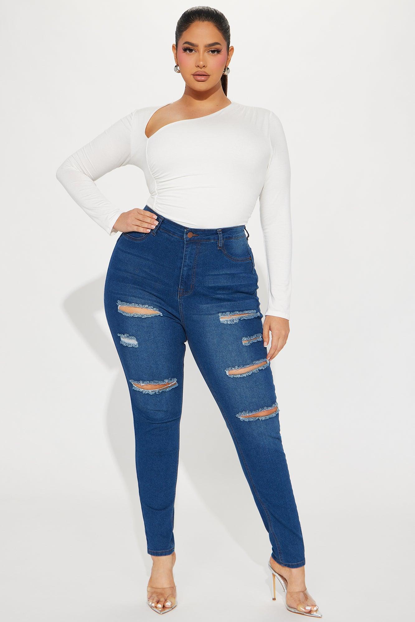 Back It Up Ripped Booty Lifting Stretch Skinny Jeans - Dark Wash Product Image
