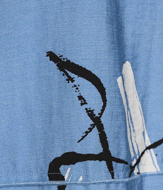 Ali Miles Abstract Print Round Neck 3/4 Sleeve Tunic Product Image