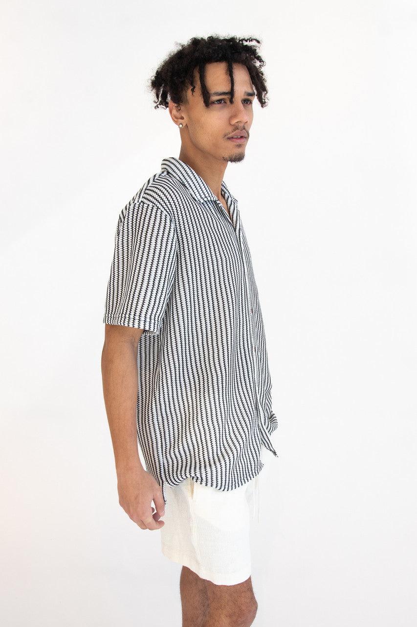 Mini Zigzag Knit Button Up Shirt Product Image