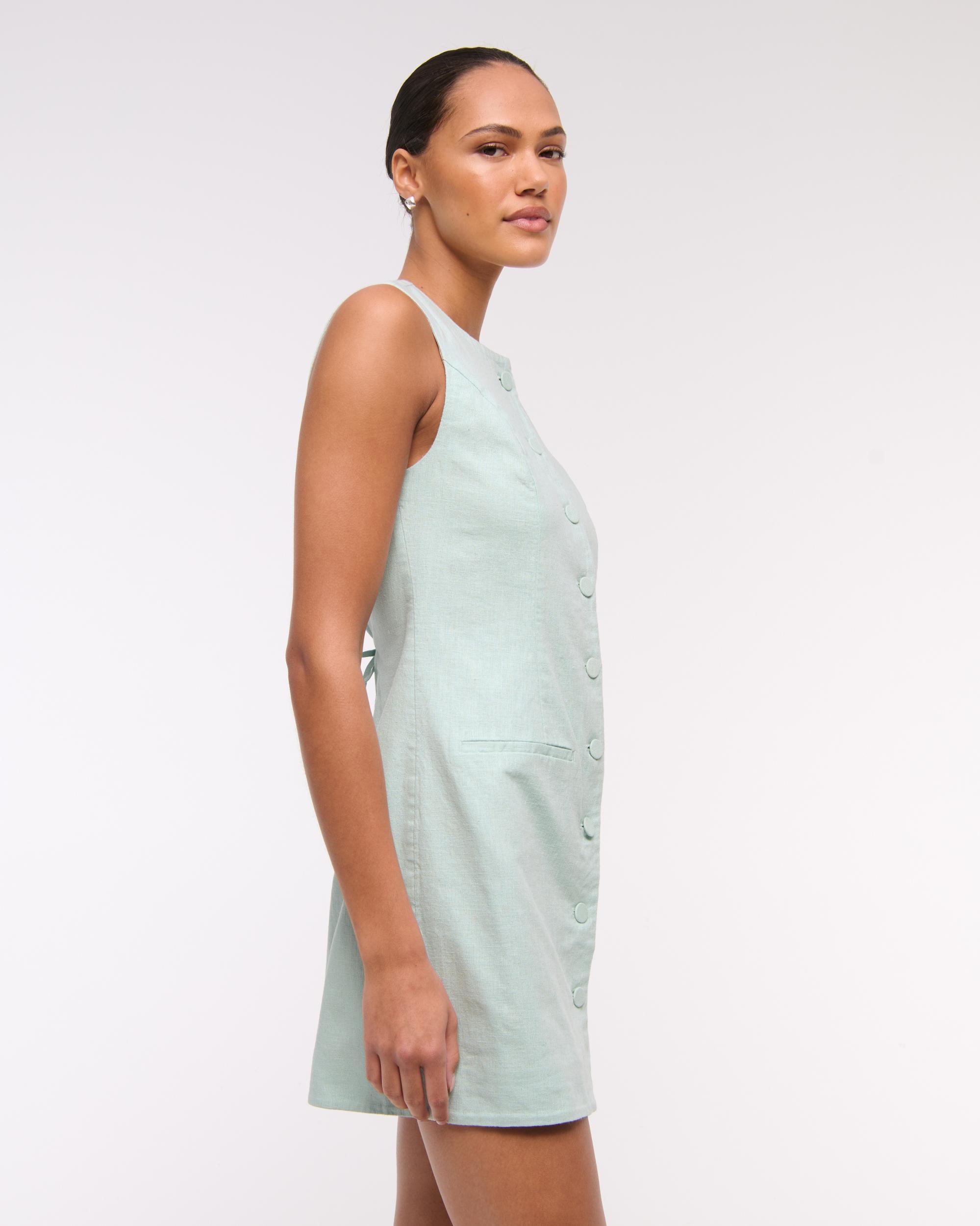 The A&F Mara Linen-Blend Mini Dress Product Image