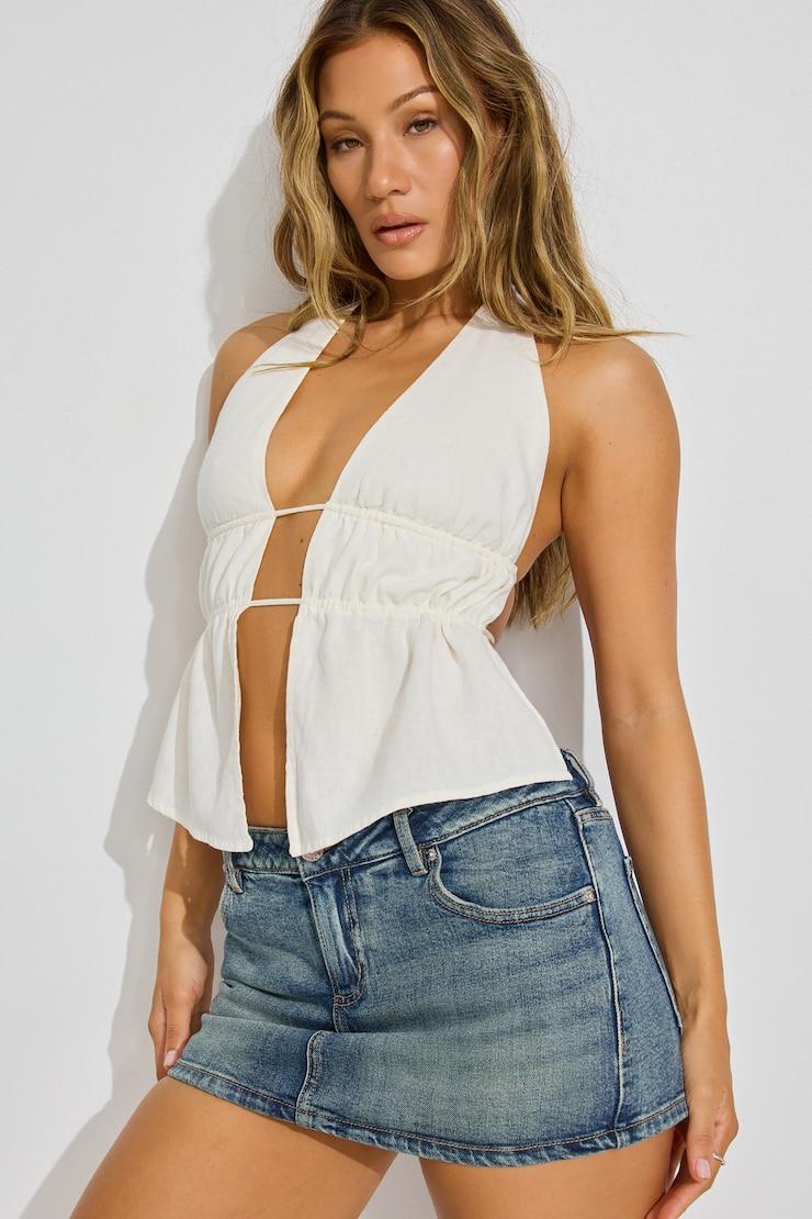 Linen Flyaway Halter Top Product Image