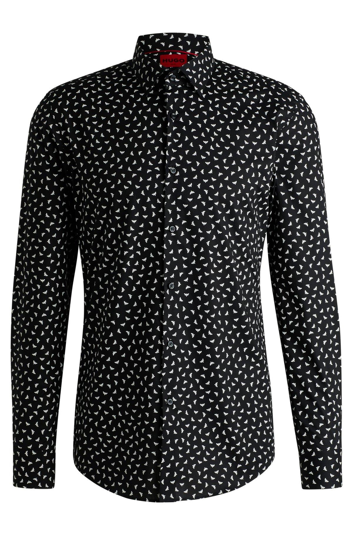 Slim-fit shirt in printed cotton poplin Product Image