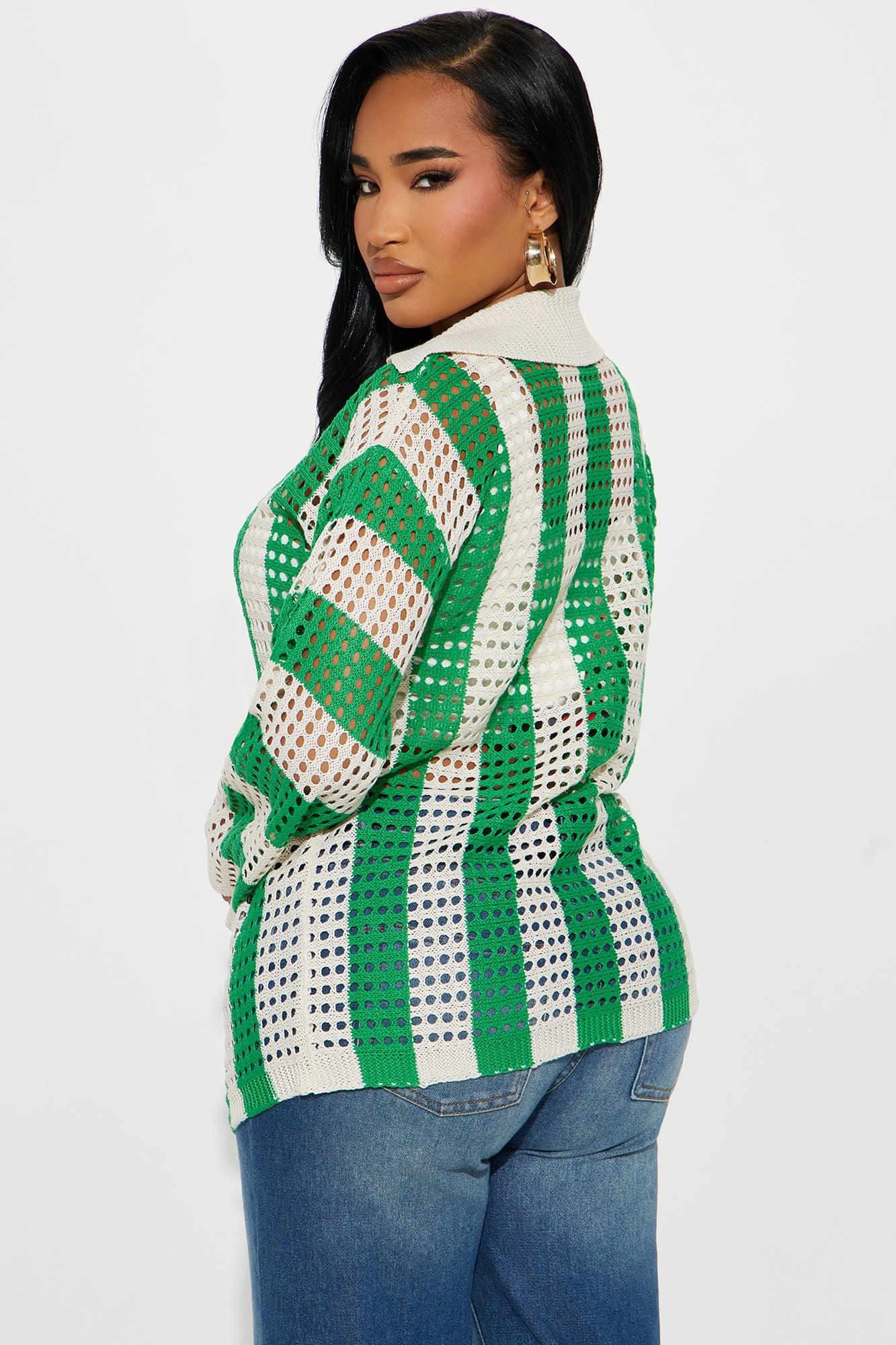 Seaside Bliss Crochet Shirt - Green/combo Product Image