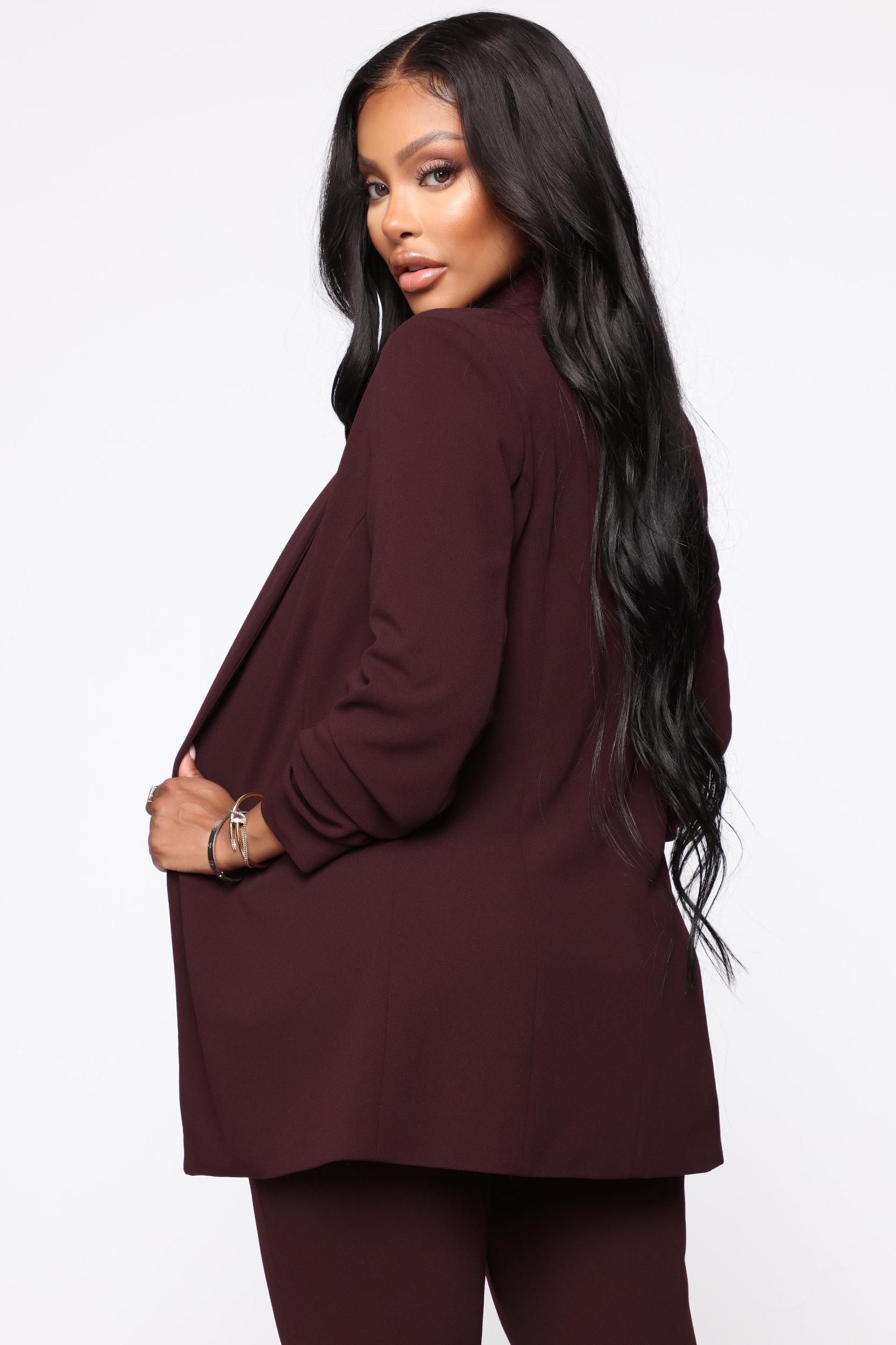 The Celine Blazer - Burgundy Product Image