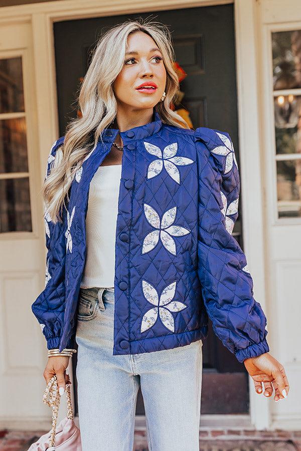 Statement Maker Quilted Jacket in Navy Product Image