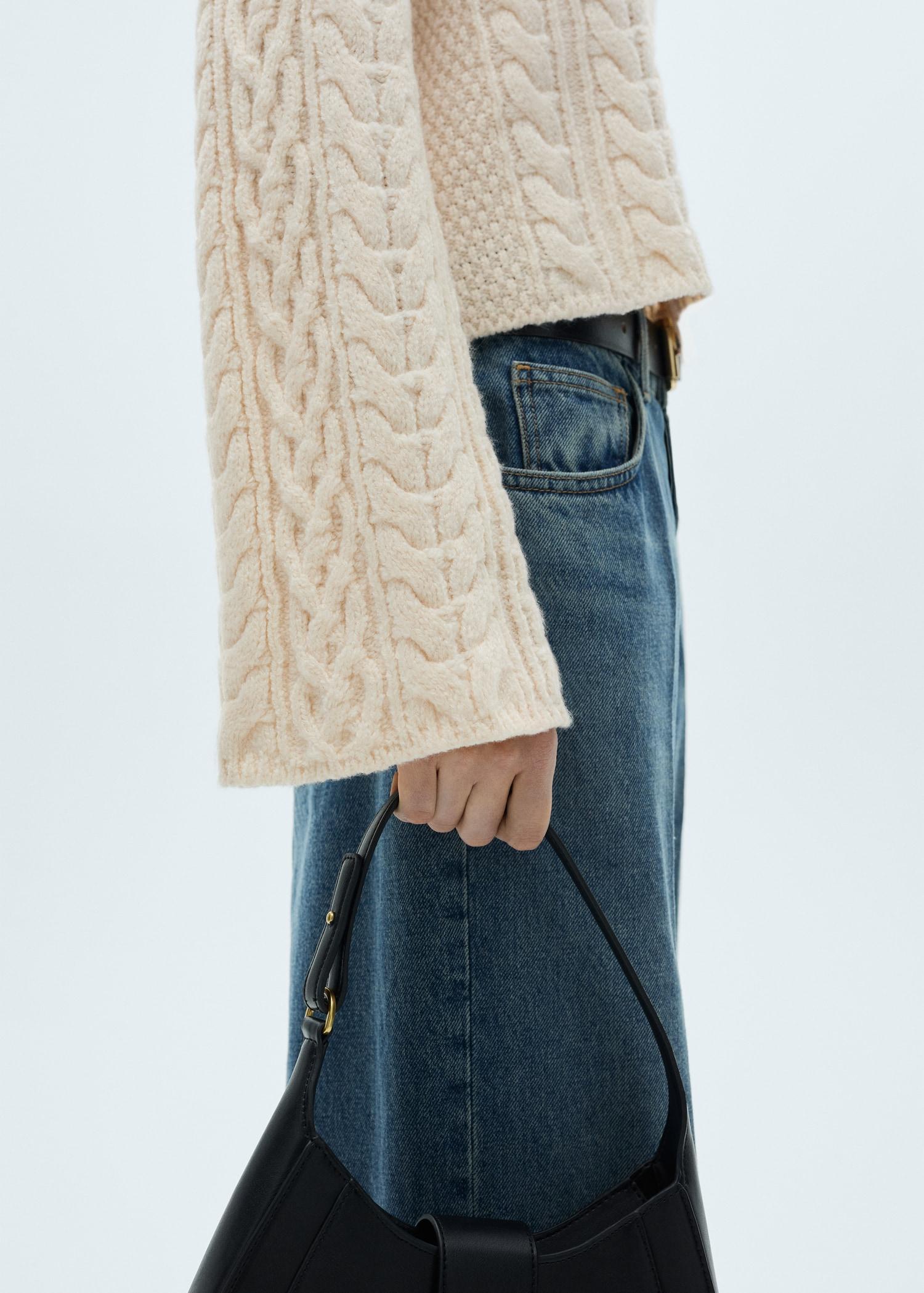 Twisted knitted flared-sleeve sweater - Women | MANGO USA Product Image