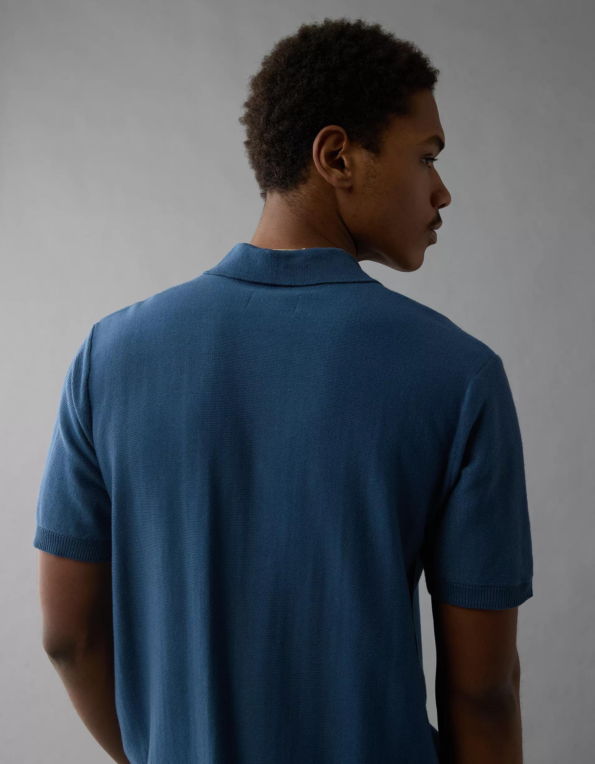 AE Weekend Button-Up Striped Sweater Polo Shirt Product Image