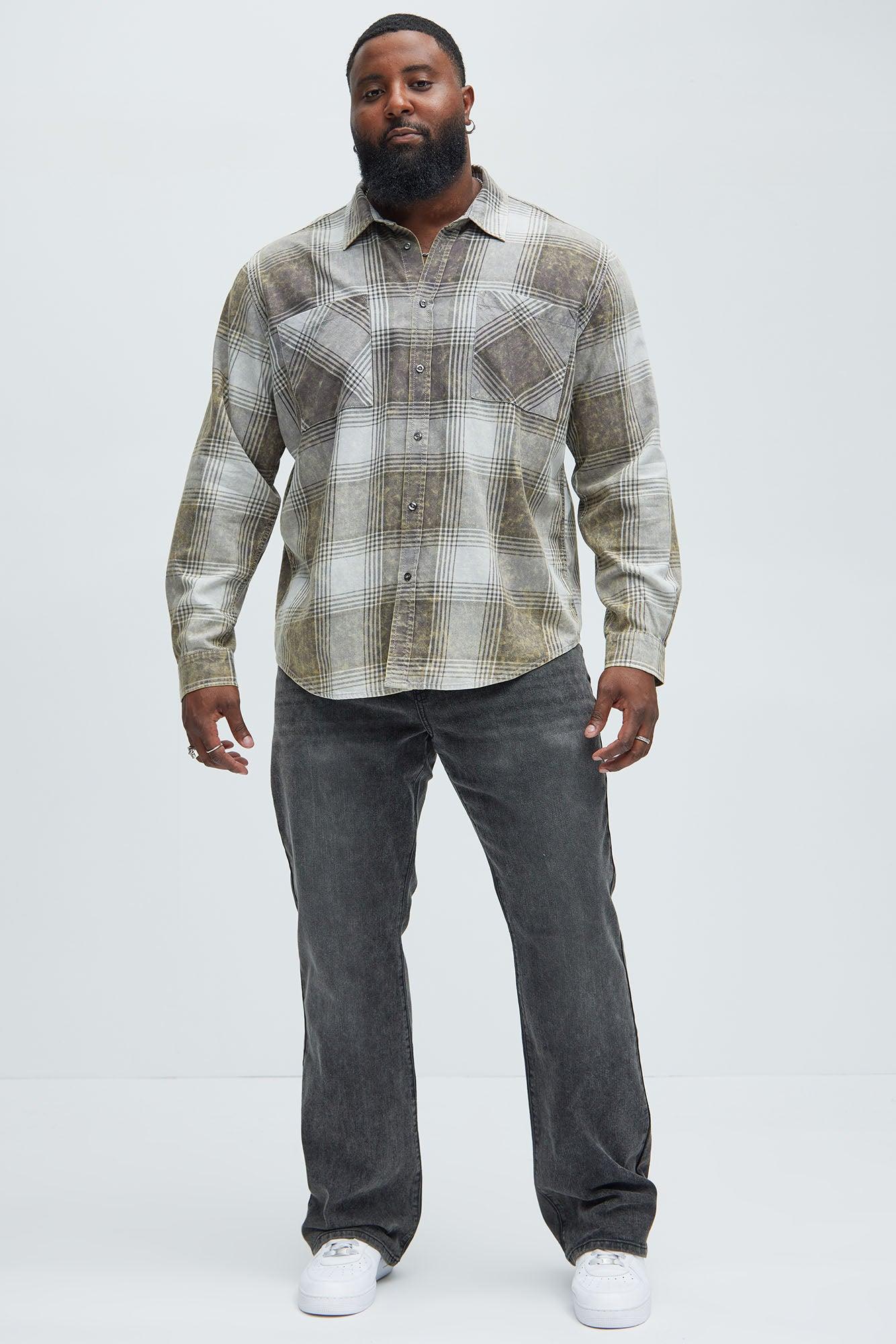 Adams Distressed Plaid Shirt - Grey/combo Product Image