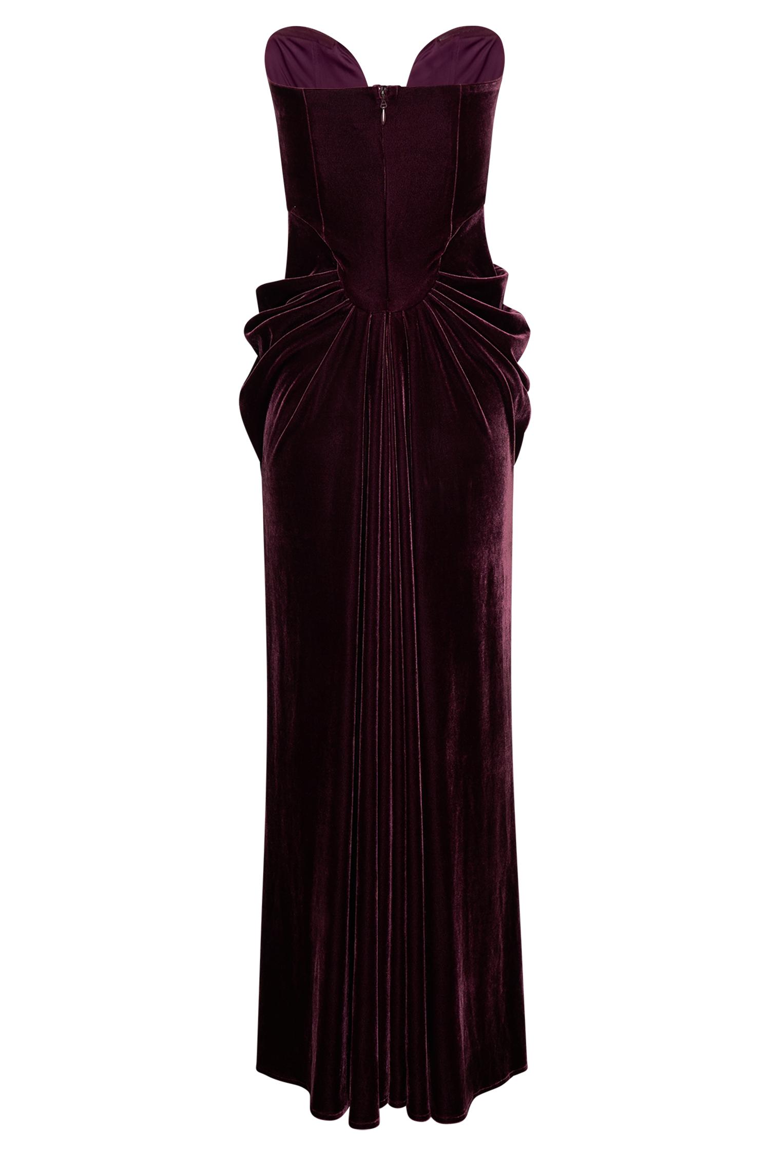 Paige Strapless Velvet Maxi Dress - Plum Product Image