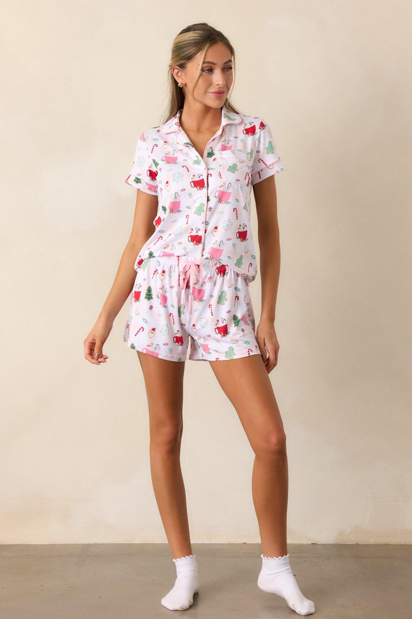 Peppermint Cocoa Bliss Ivory Pajama Top Product Image