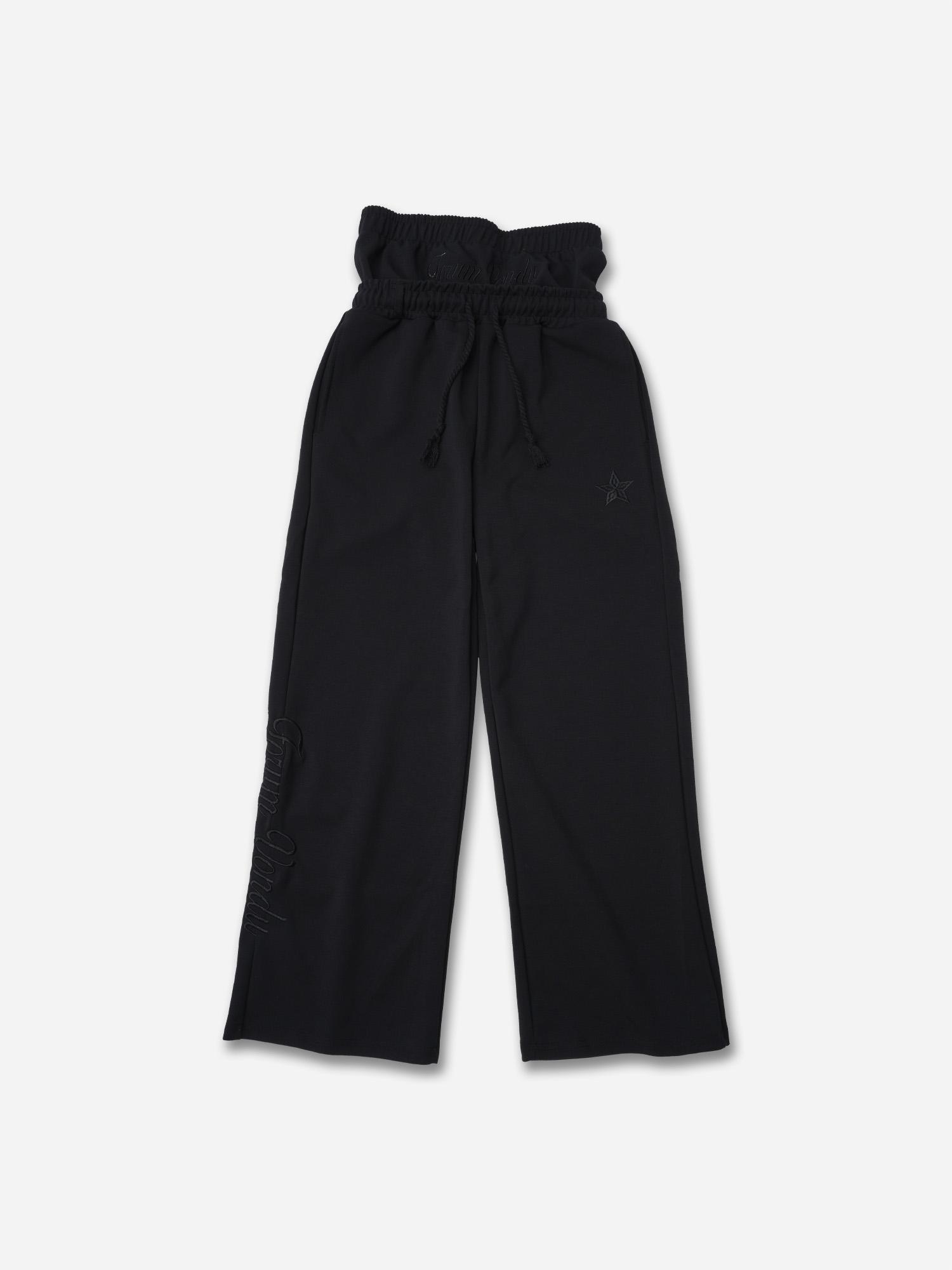 Hiphop Double Waistband Design With Star Embroidery Sweatpants Product Image