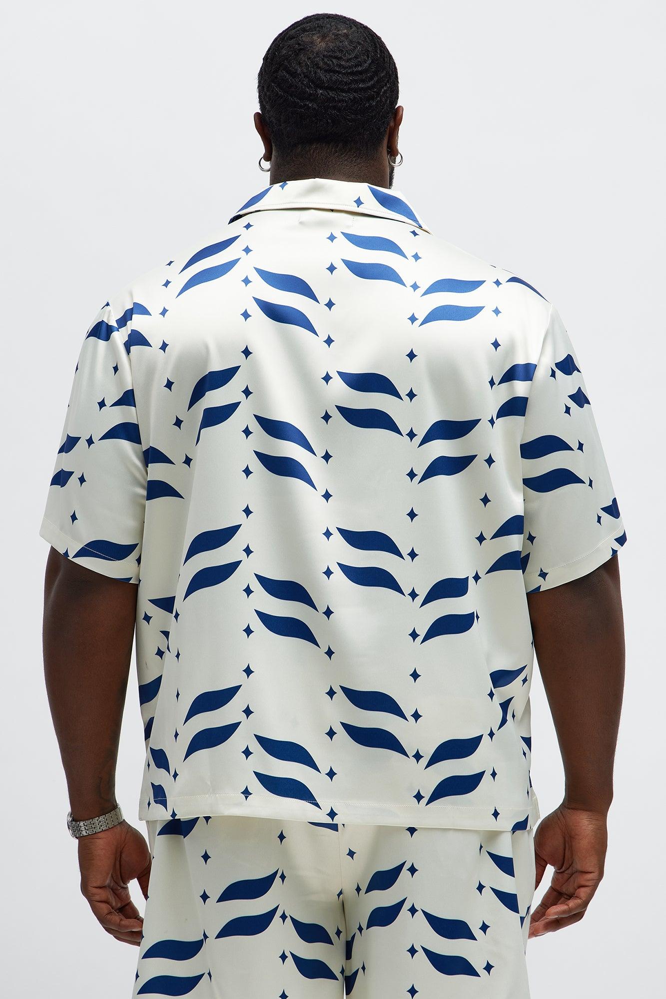 Relaxed Star Panel Button Up Shirt - Cream/combo Male Product Image